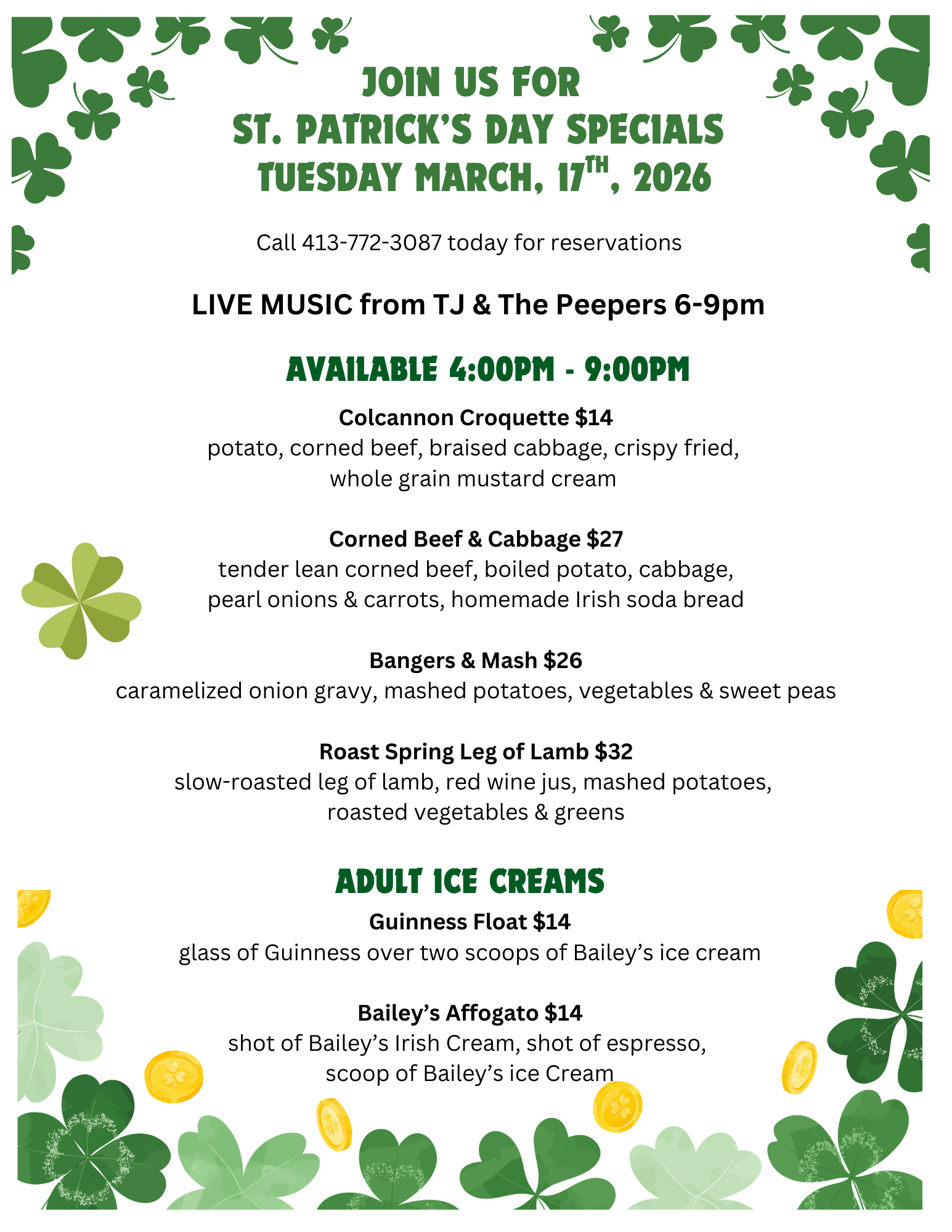 St. Patrick's Day Specials