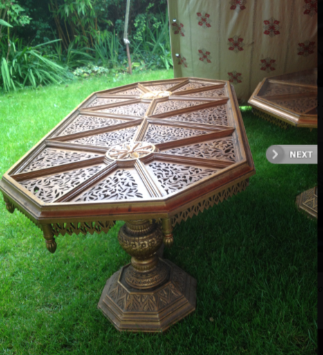 Furniture and china to hire. A Bedouin tent, vintage trestle tables & seating , candlesticks, able cloths, lace chair backs & table runners