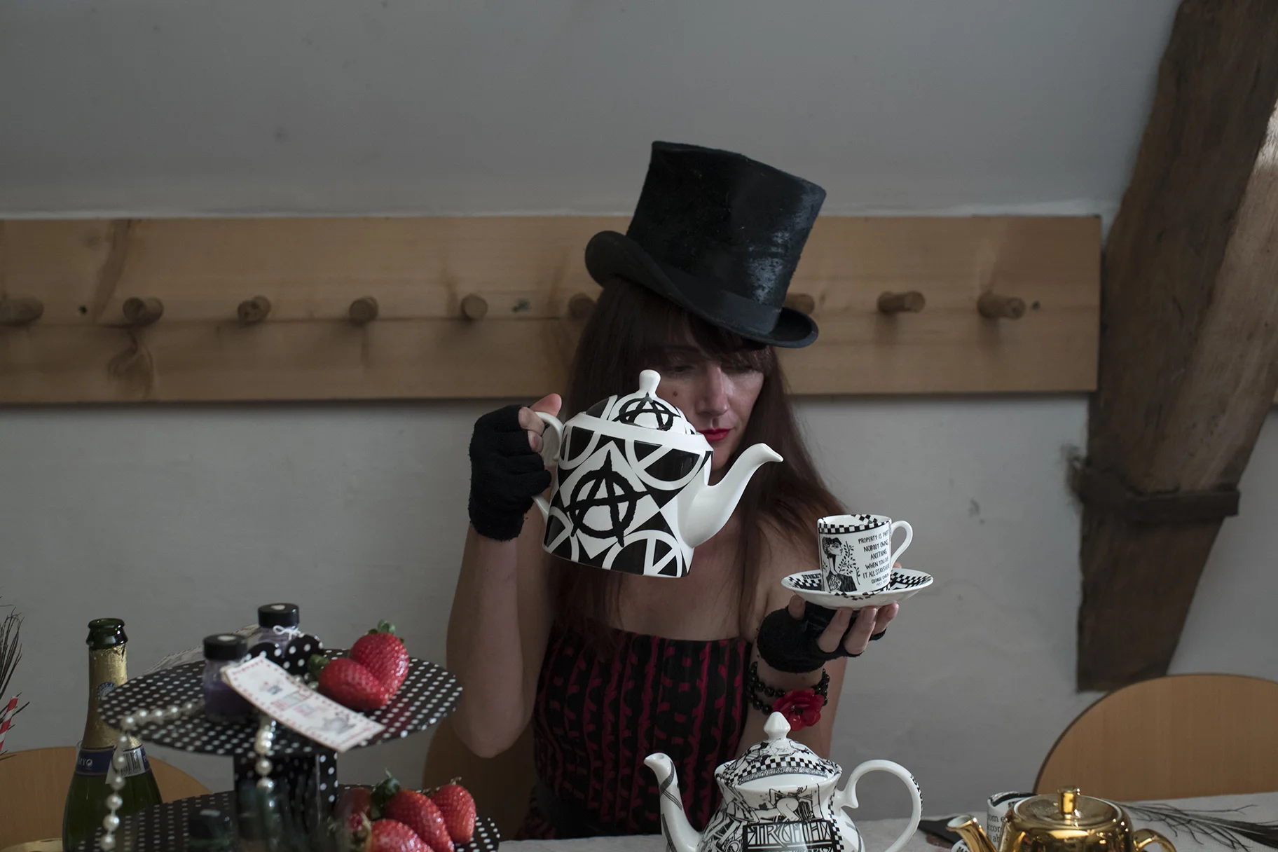 Bordello Banquets has a Mad Hatter’s Tea Party ‘on the Road’ package, bringing you lunch or high tea, with all the table props, napkins, heart shaped crackers and sugared mice,