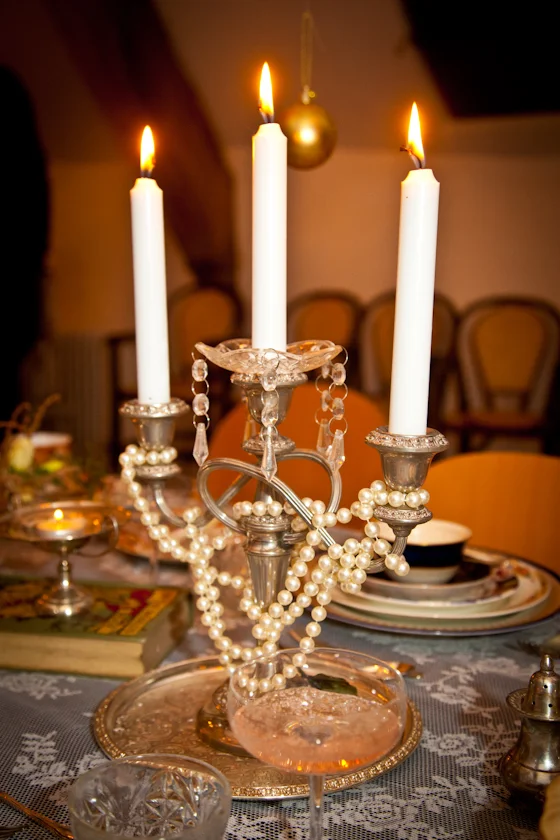 Furniture and china to hire. A Bedouin tent, vintage trestle tables & seating , candlesticks, able cloths, lace chair backs & table runners