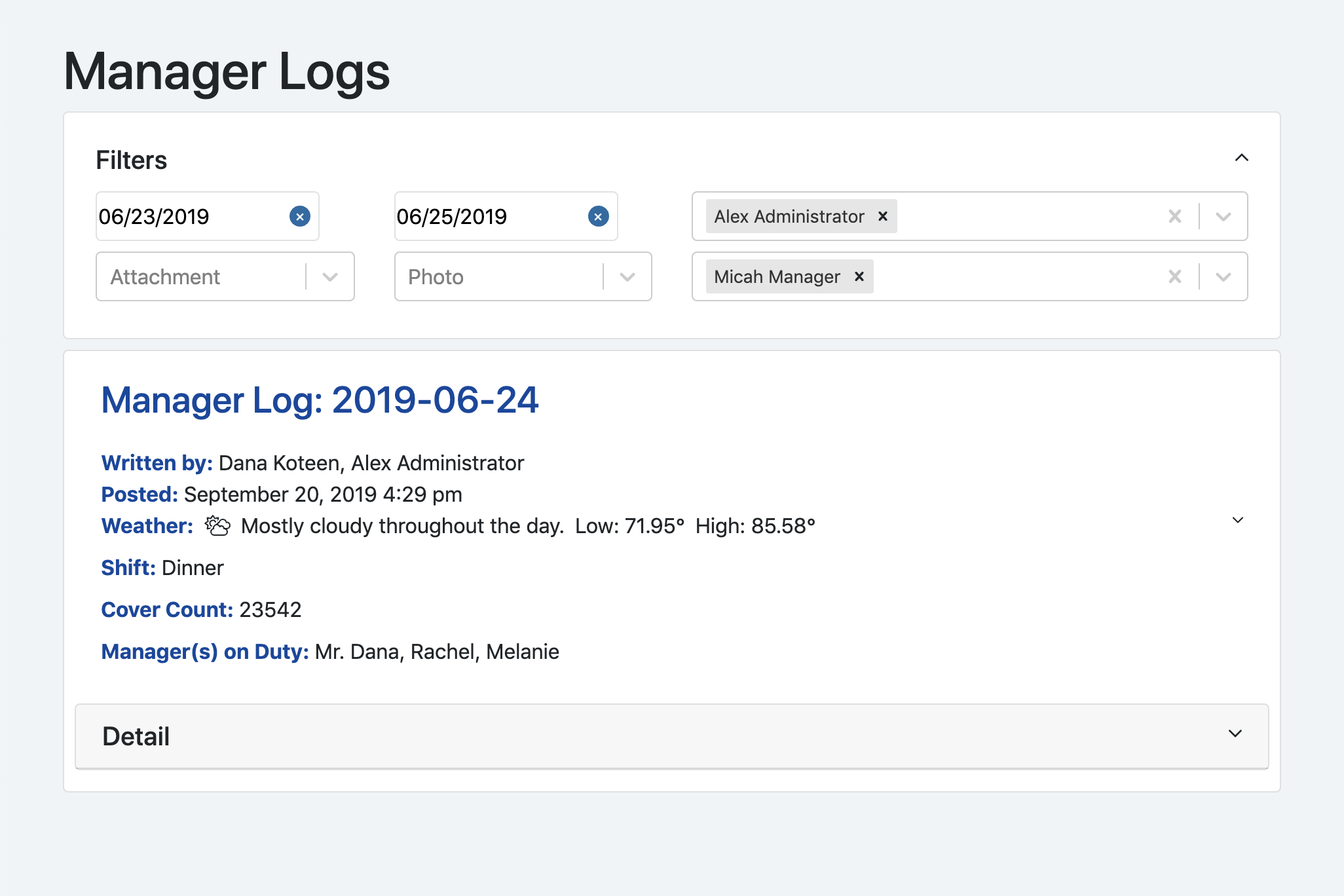 Filter Manager Logs