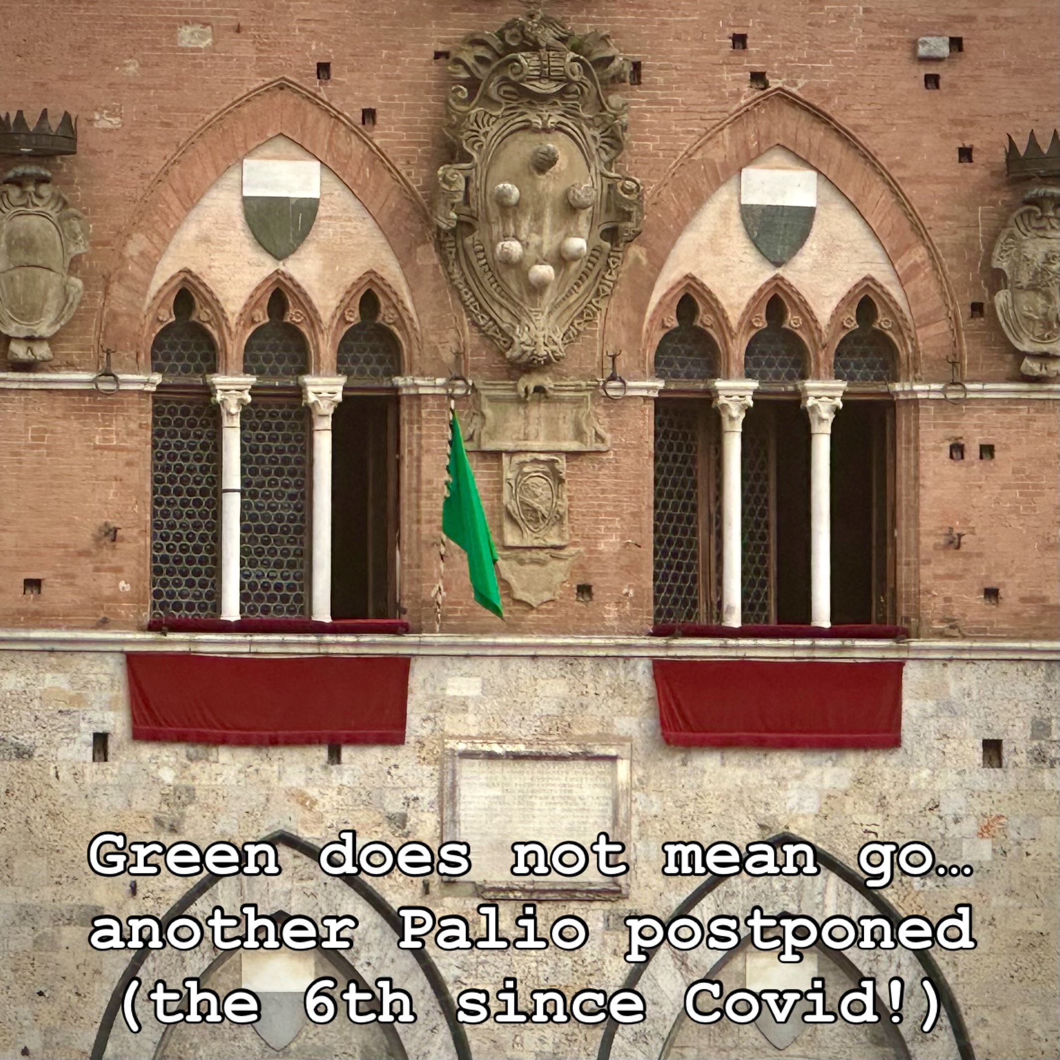 16 August, Part 2: Well, here we are again, with yet another Palio postponed. It has not rained since 2 July (also Palio day!), and just before we were to bless our horse, the rains came. A mist or a sprinkle would have been fine; after all, the dirt
