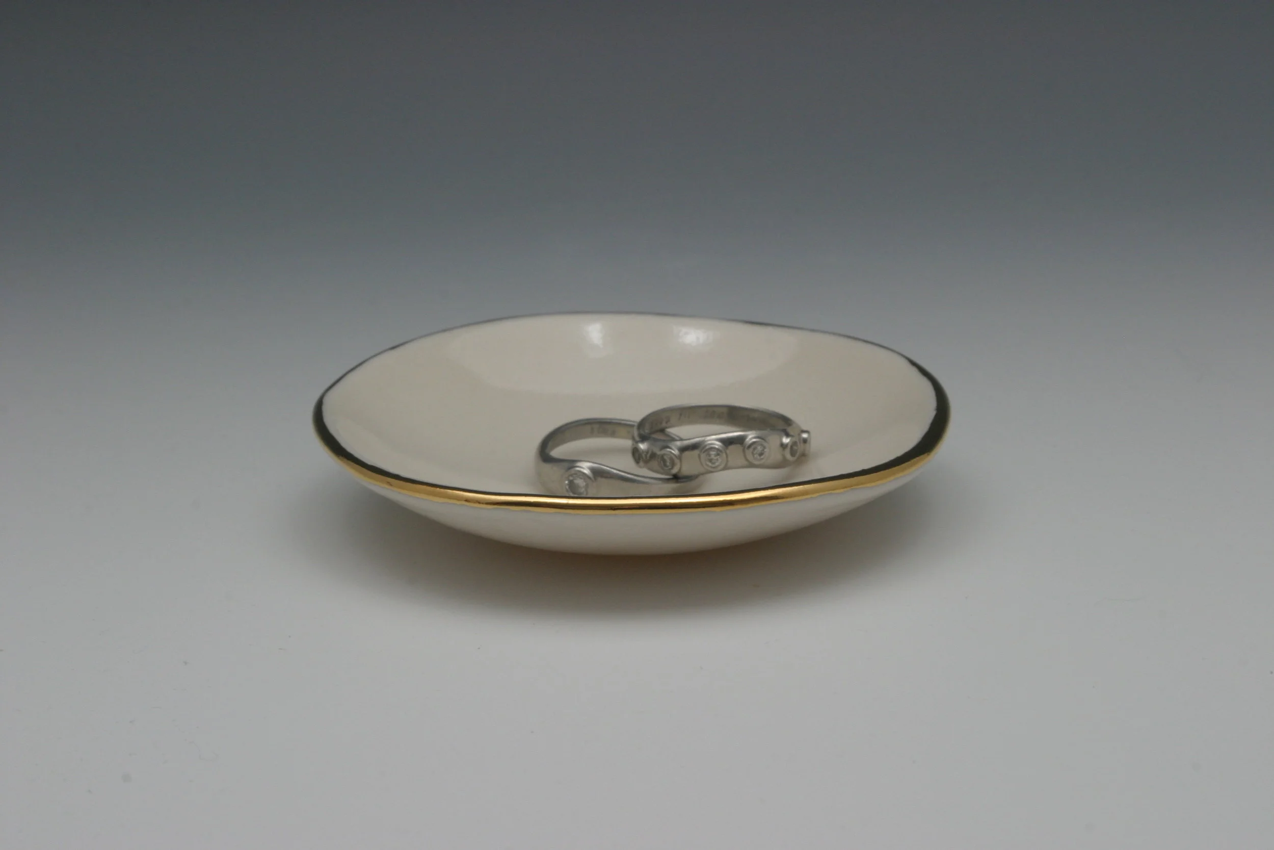 Heidi Kunkel trinket bowl ring bowl with gold Seattle handmade pottery Heidi's Pottery