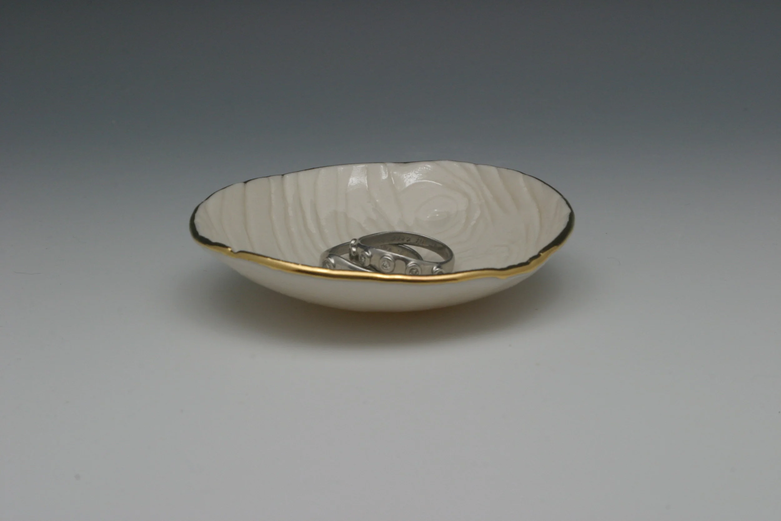 Heidi Kunkel trinket bowl ring bowl with gold Seattle handmade pottery Heidi's Pottery