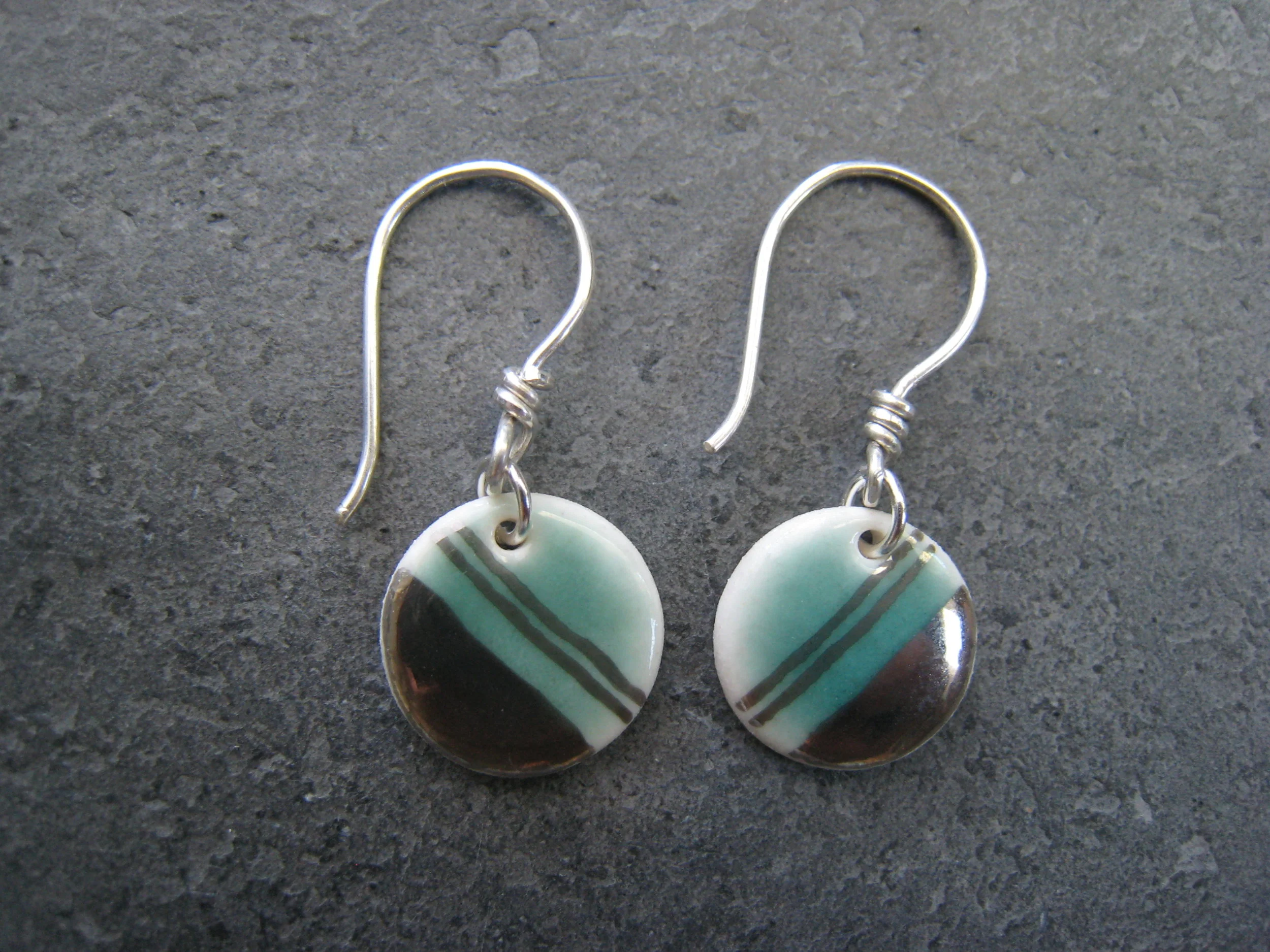 Copy of Heidi Kunkel porcelain dangle earrings sterling or 14k gold fill earwires Seattle handmade pottery Heidi's Pottery