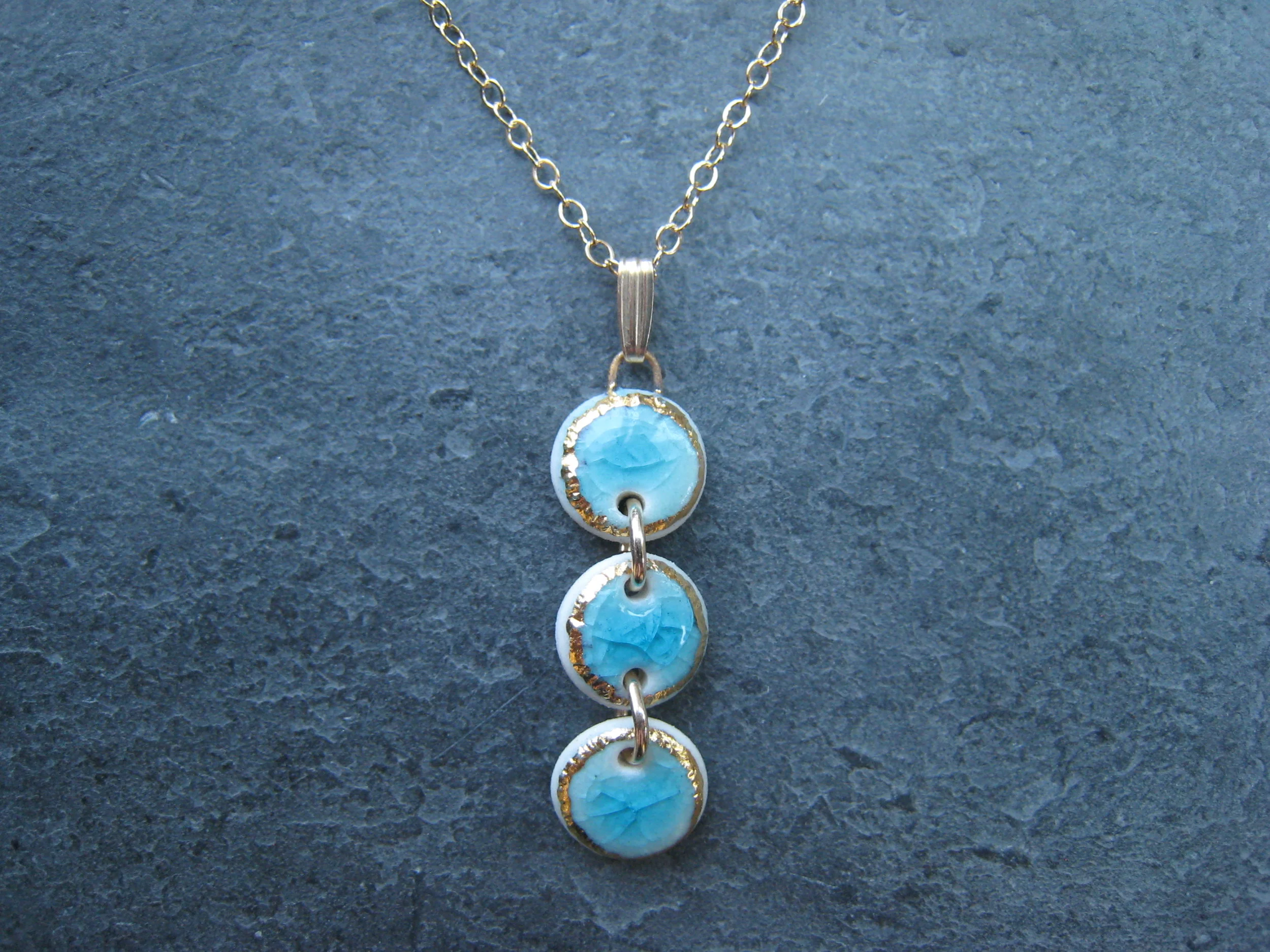 Heidi Kunkel porcelain pendant sterling or 14k gold fill chain Seattle handmade pottery Heidi's Pottery