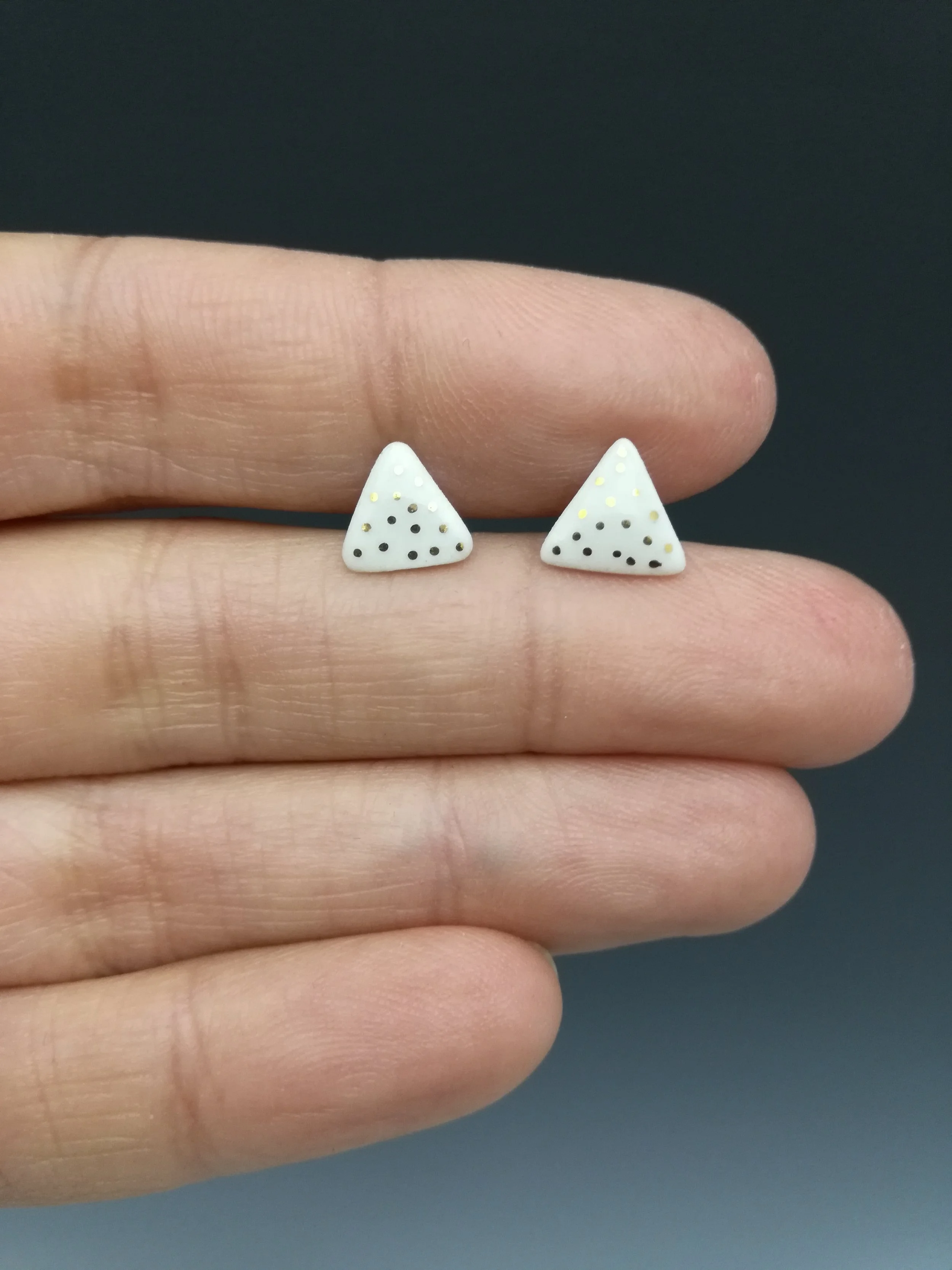 Heidi Kunkel porcelain stud earrings sterling posts Seattle handmade pottery Heidi's Pottery