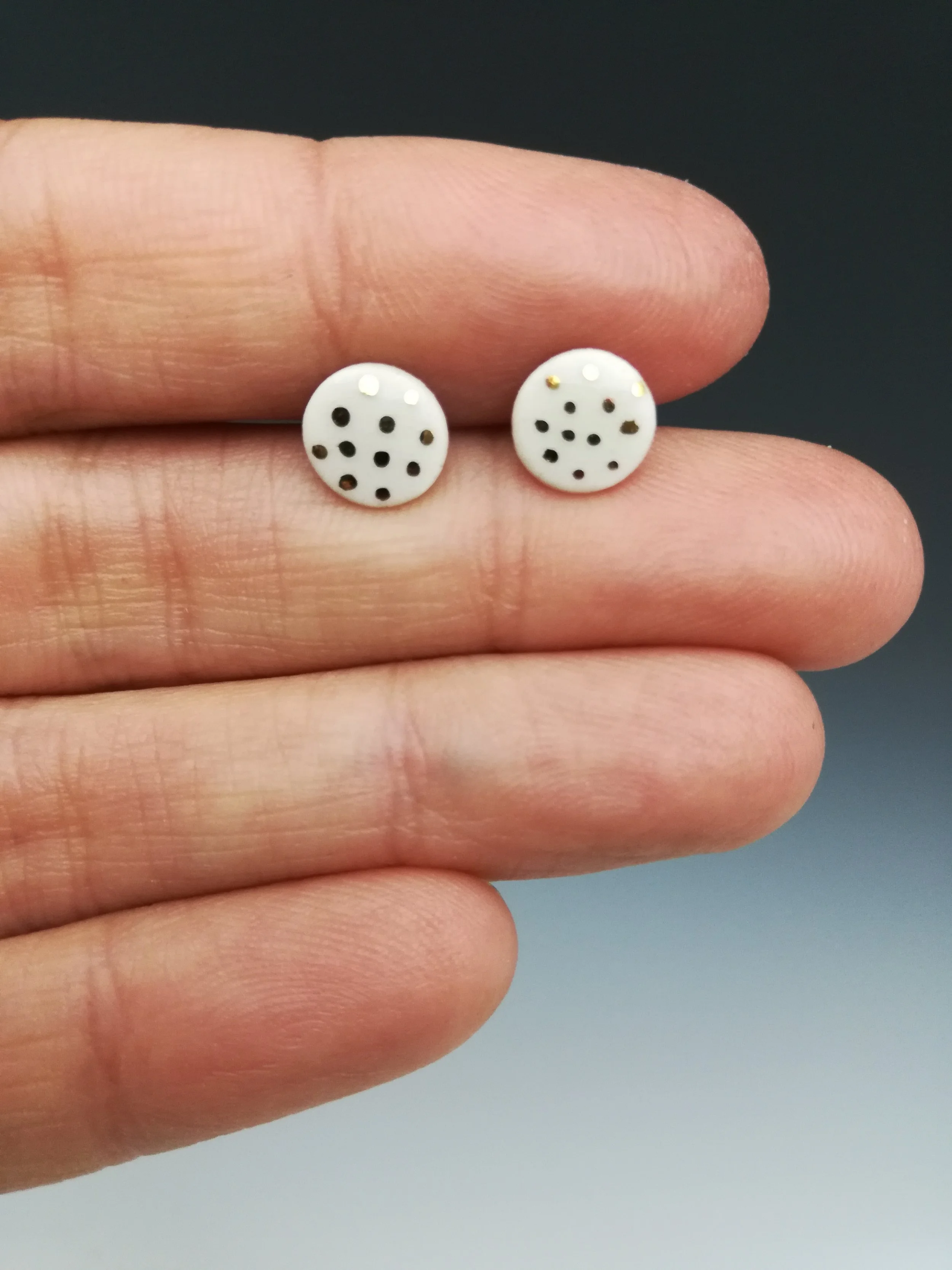 Heidi Kunkel porcelain stud earrings sterling posts Seattle handmade pottery Heidi's Pottery