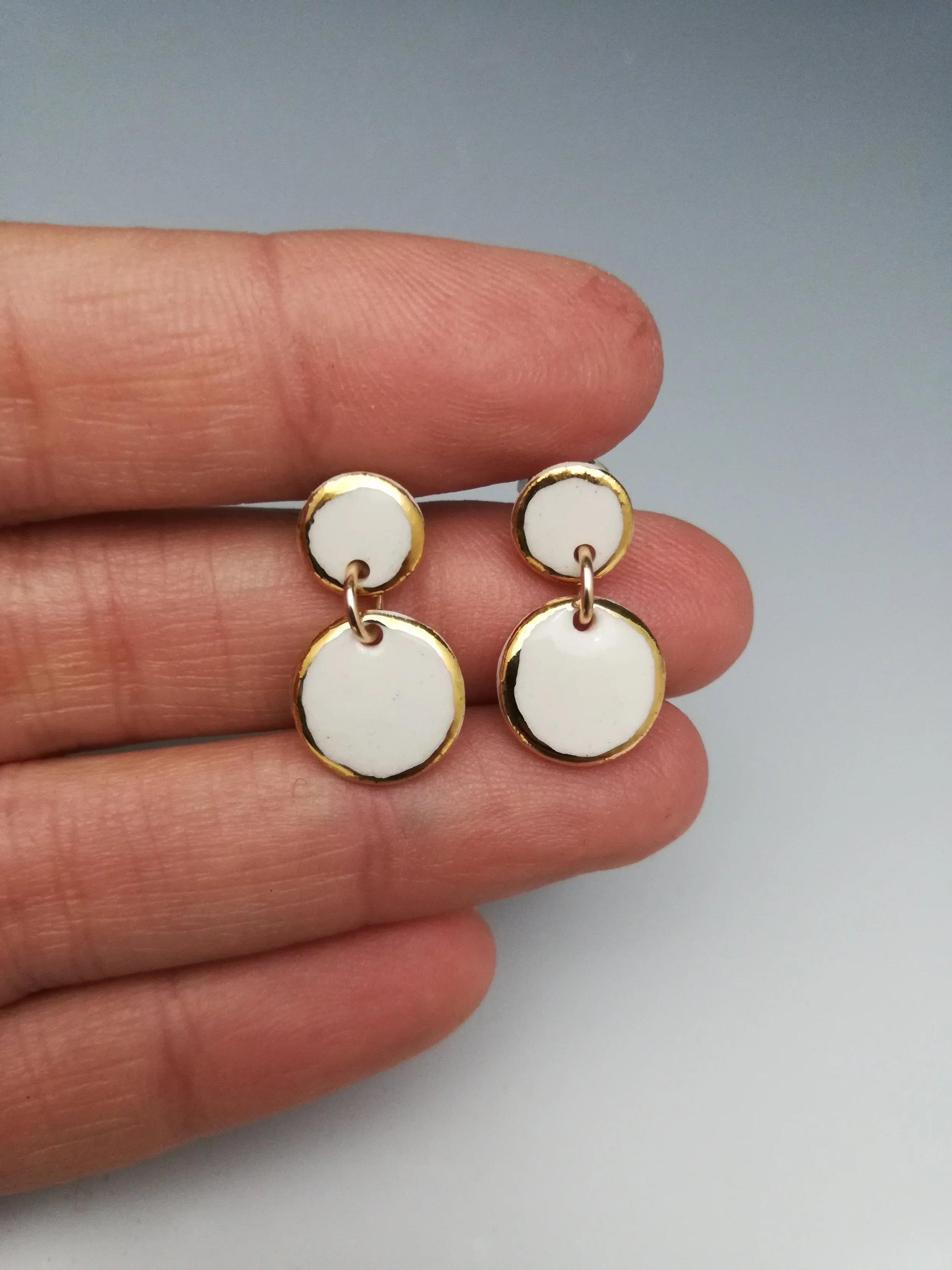 Heidi Kunkel porcelain dangle stud earrings sterling posts Seattle handmade pottery Heidi's Pottery
