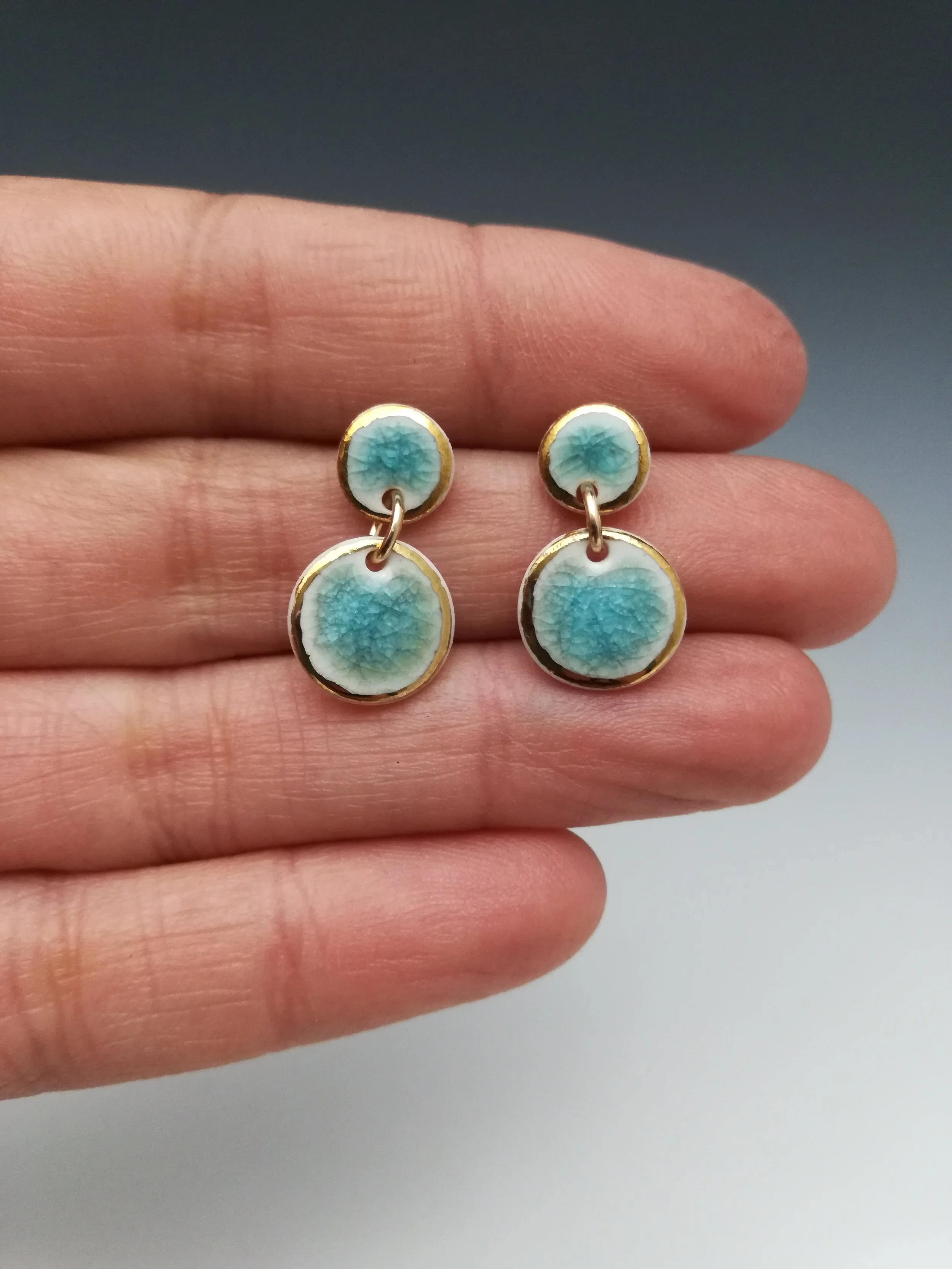Heidi Kunkel porcelain dangle stud earrings sterling posts Seattle handmade pottery Heidi's Pottery