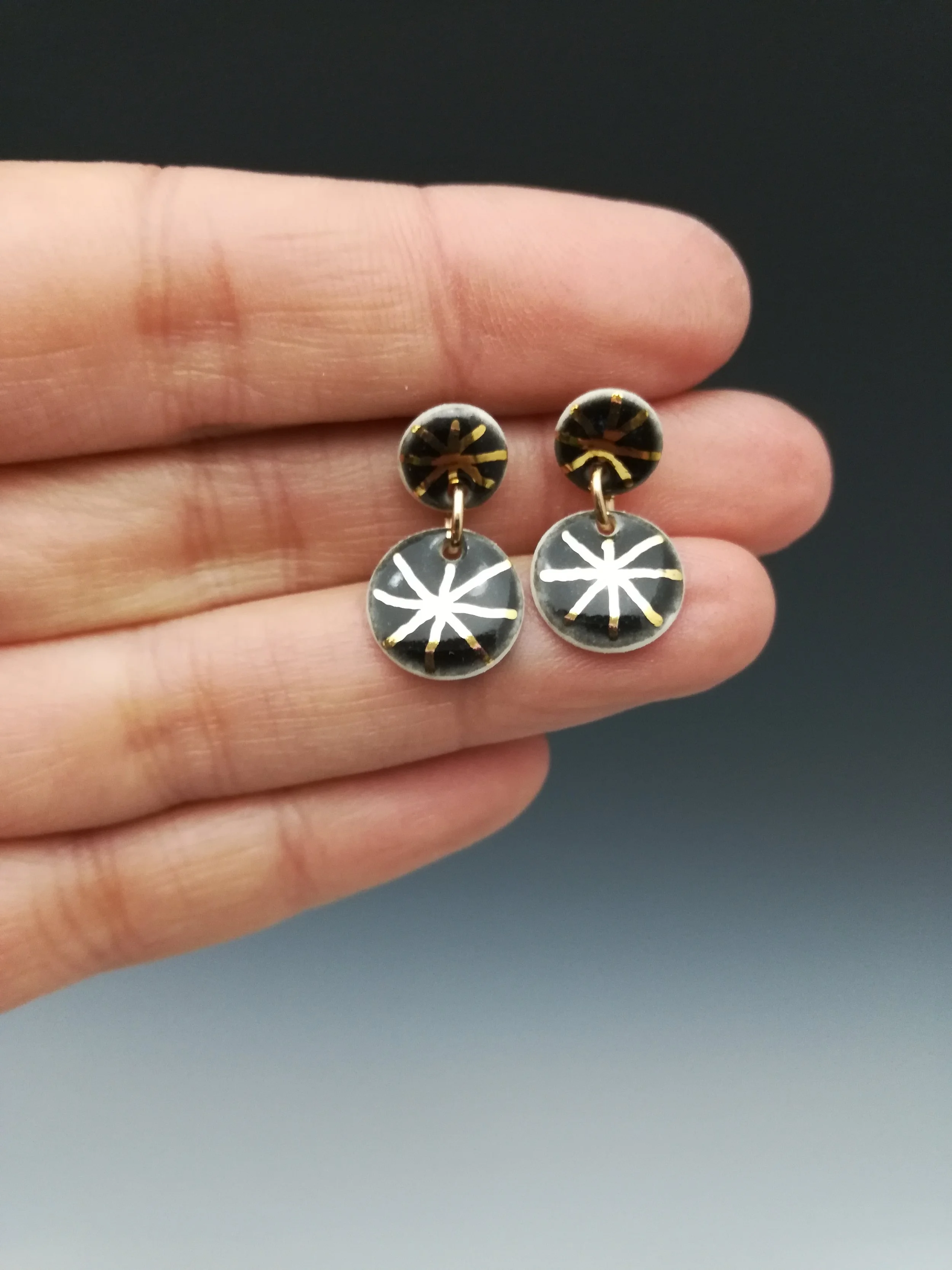Heidi Kunkel porcelain dangle stud earrings sterling posts Seattle handmade pottery Heidi's Pottery