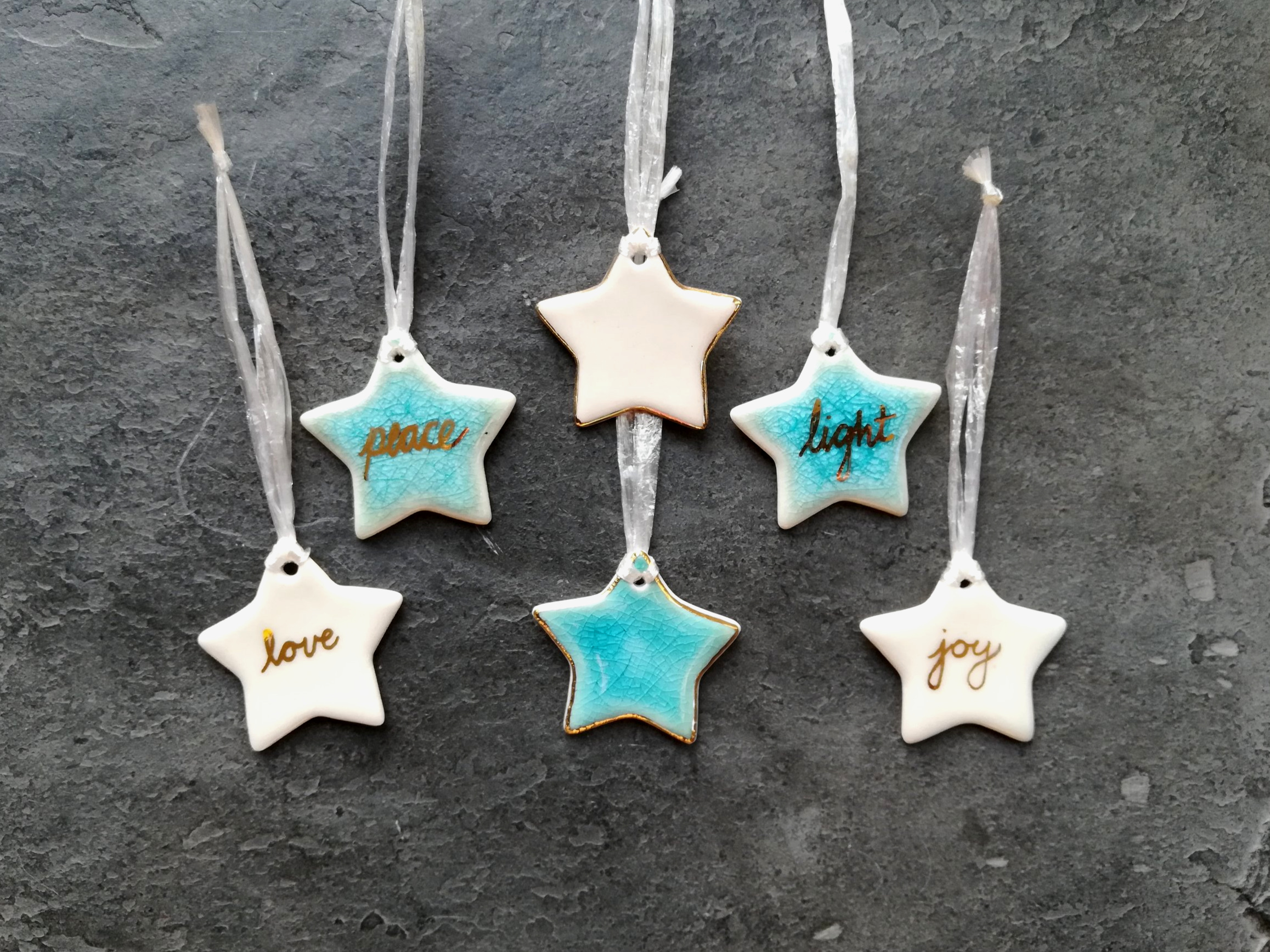 Heidi Kunkel porcelain star ornament Seattle handmade pottery Heidi's Pottery