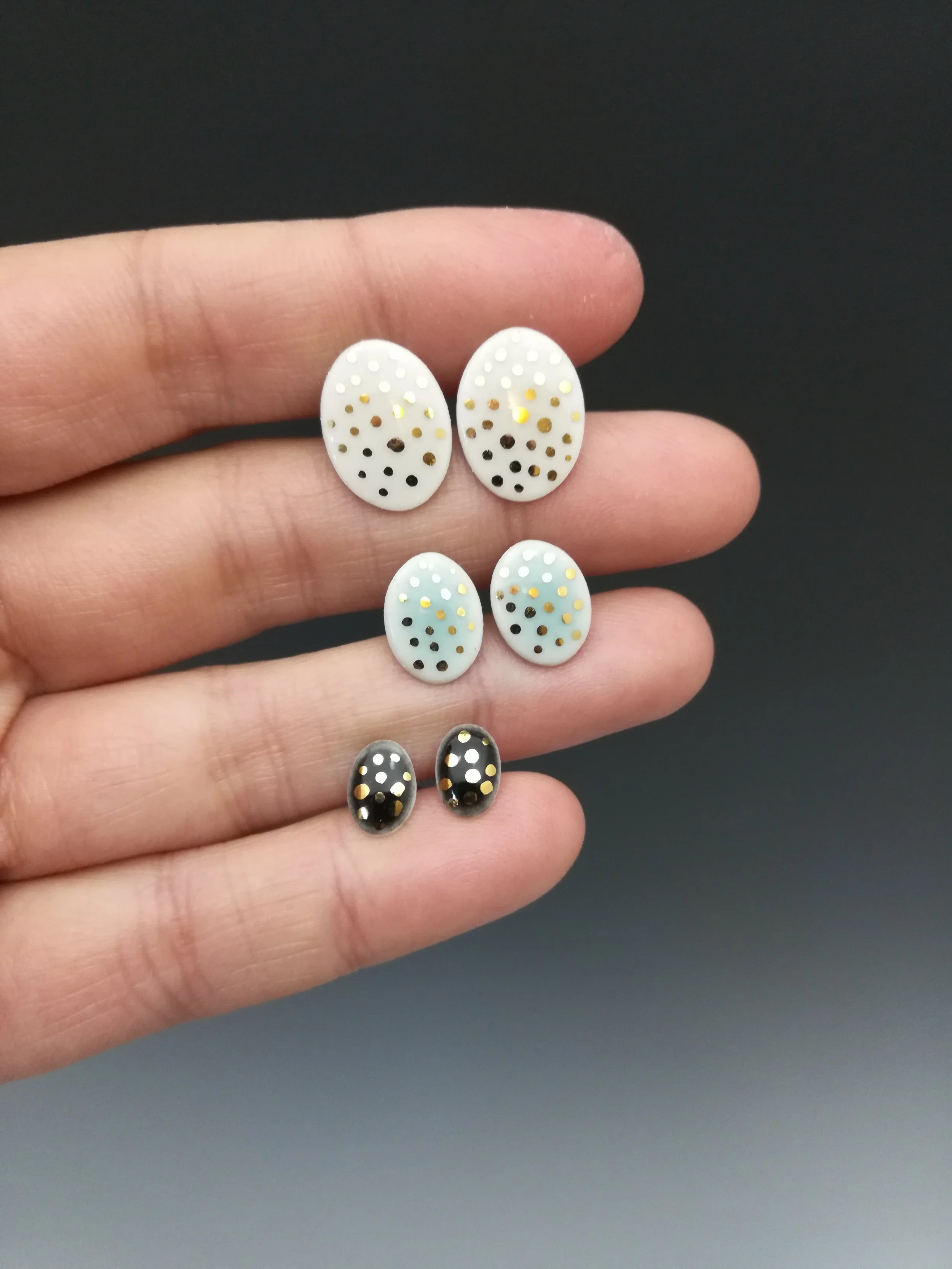 Heidi Kunkel porcelain stud earrings sterling posts Seattle handmade pottery Heidi's Pottery
