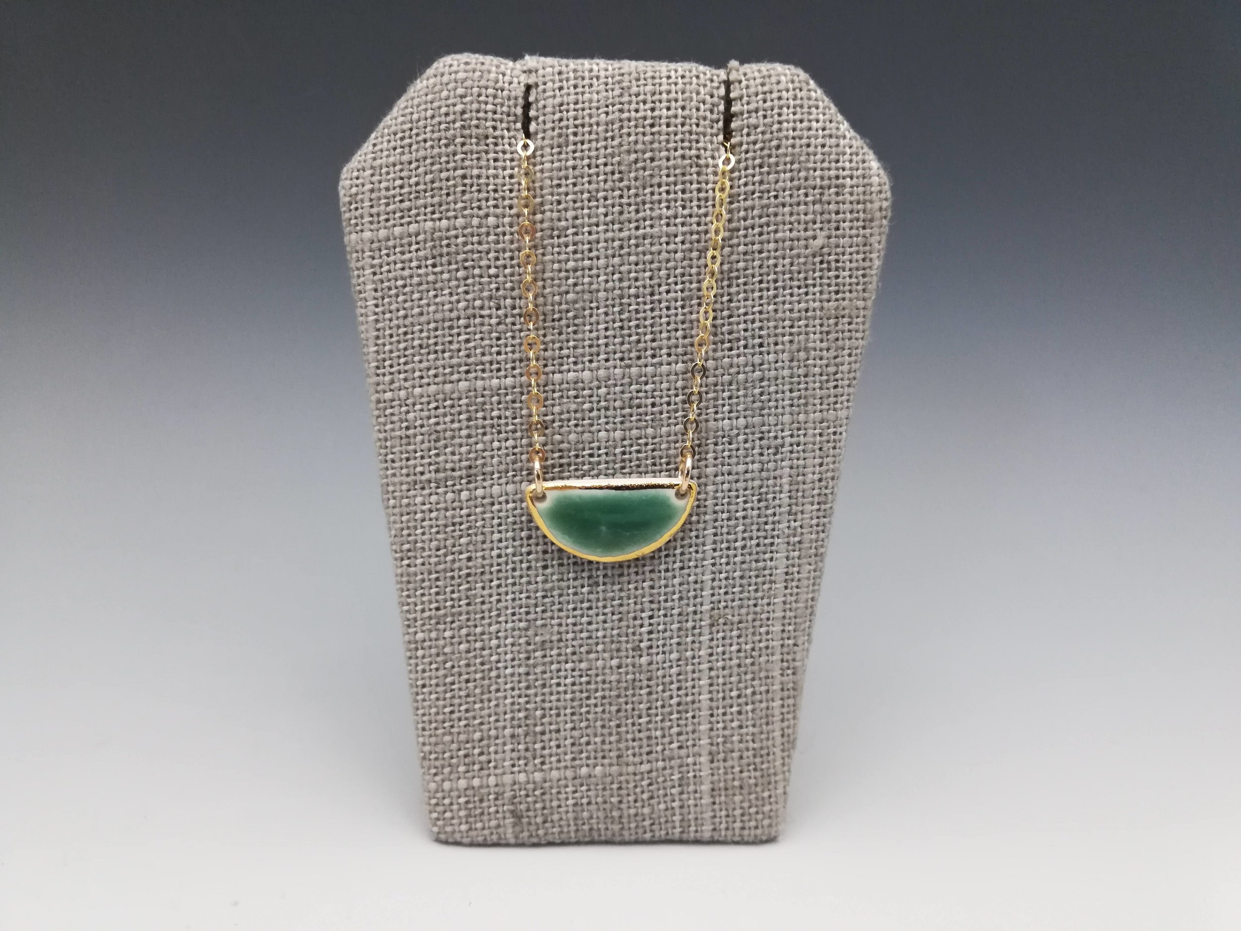 Heidi Kunkel porcelain pendant sterling or 14k gold fill chain Seattle handmade pottery Heidi's Pottery