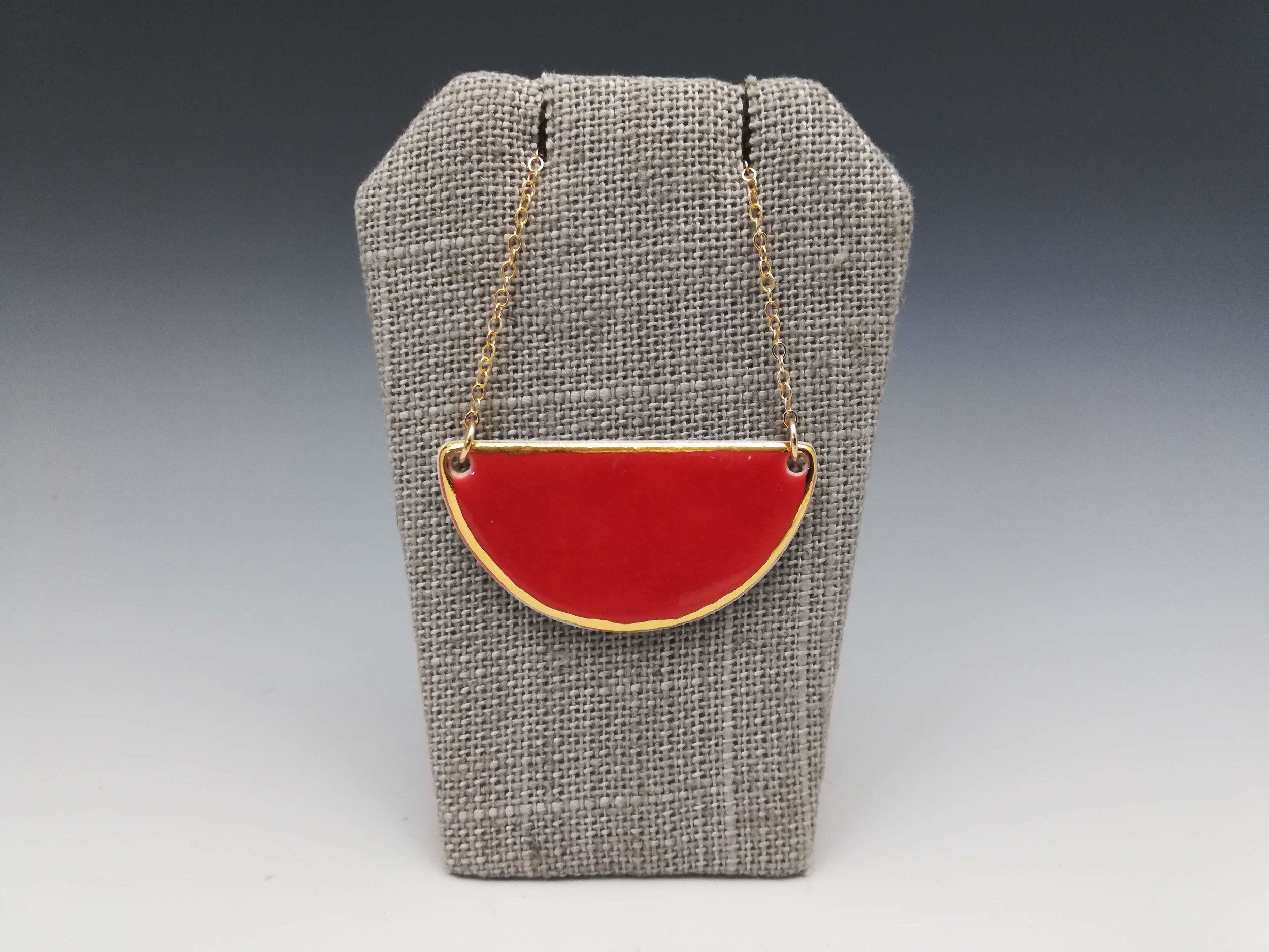Heidi Kunkel porcelain pendant sterling or 14k gold fill chain Seattle handmade pottery Heidi's Pottery