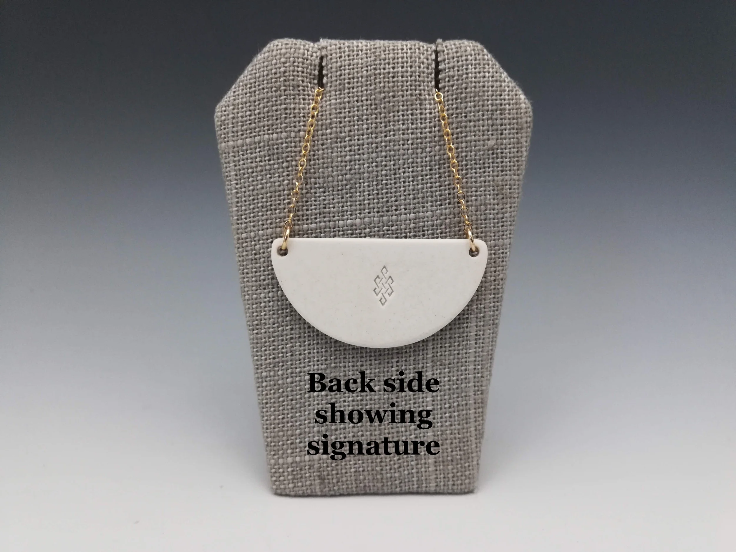 Heidi Kunkel porcelain pendant sterling or 14k gold fill chain Seattle handmade pottery Heidi's Pottery