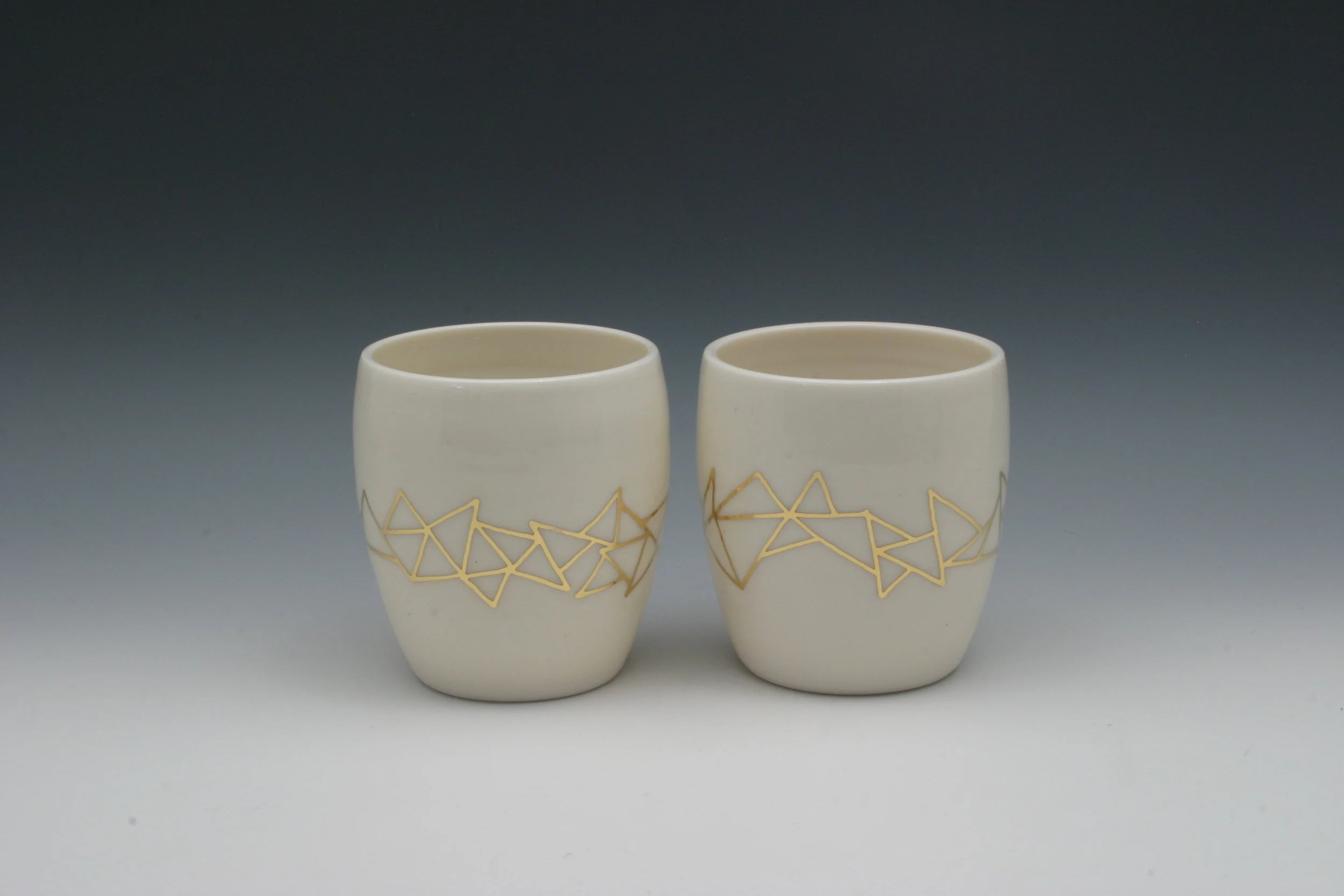 Divine Wine Cup with Gilded Geometric Lines (Gold)