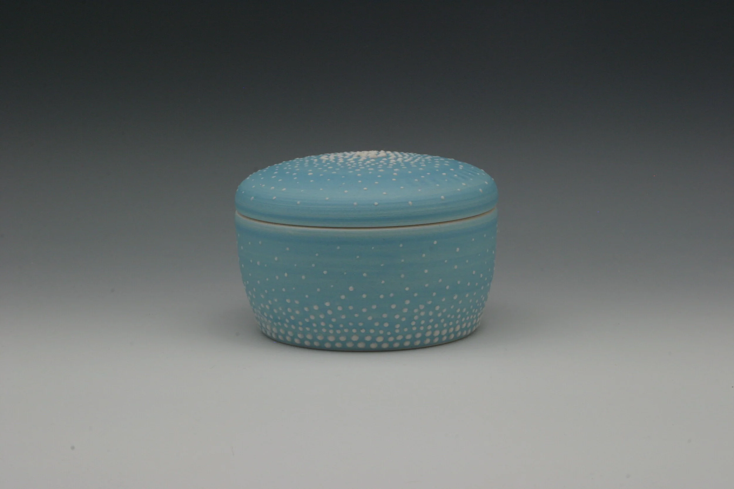 covered jar - turquoise with slip dots 1.JPG