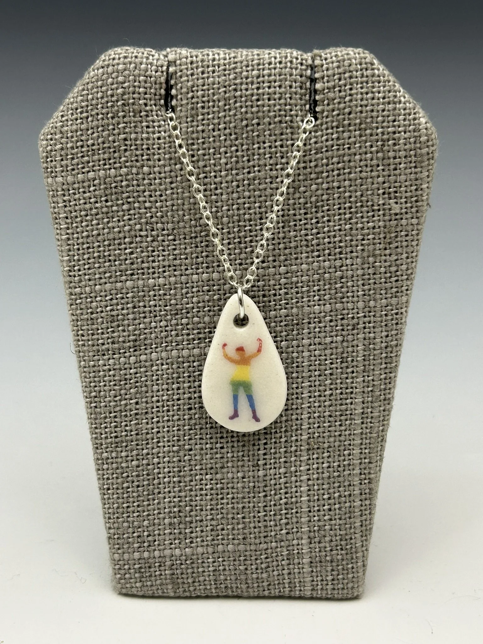 Teardrop Pride Pendant on sterling chain