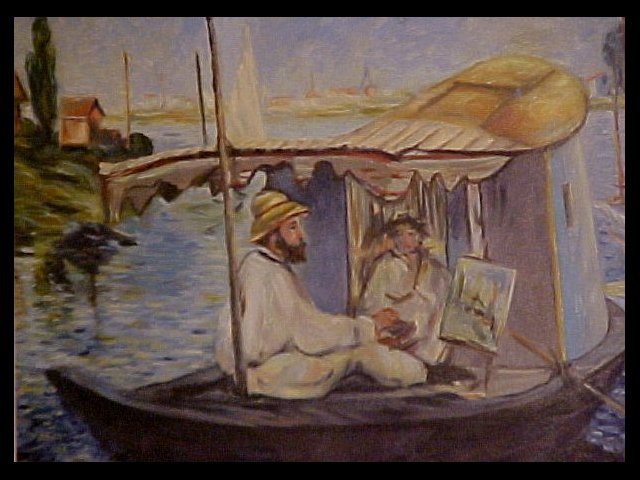 Monet and Wife in his Studio Boat, 1874-Edouard Manet-