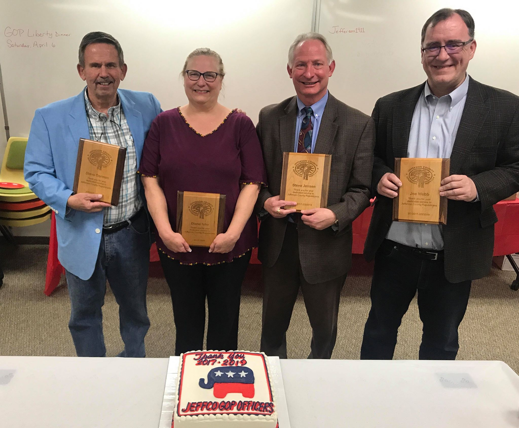 Steve and other members of the Jefferson County GOP Leadership Team receiving awards for their service.