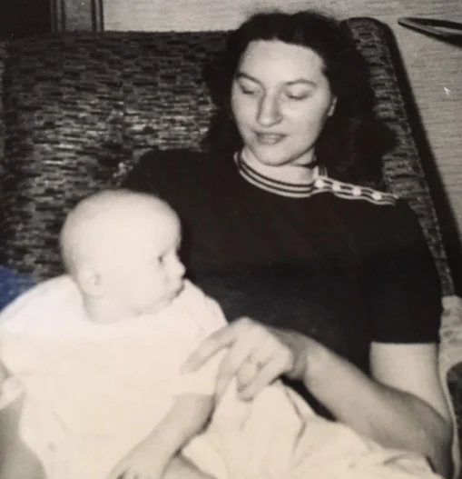 Steve as an infant with his mother, Millie