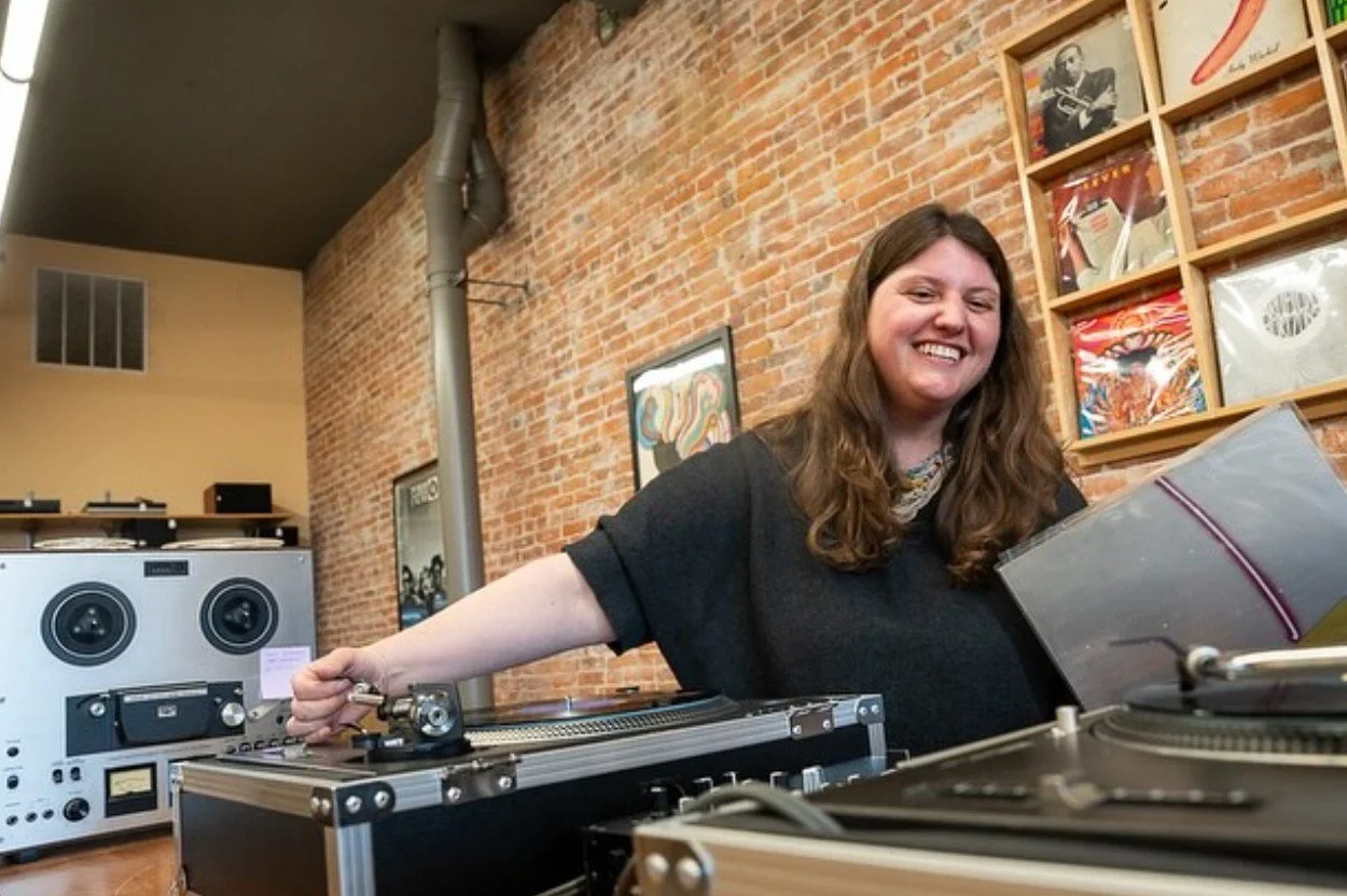 DJ KDT spins vinyl