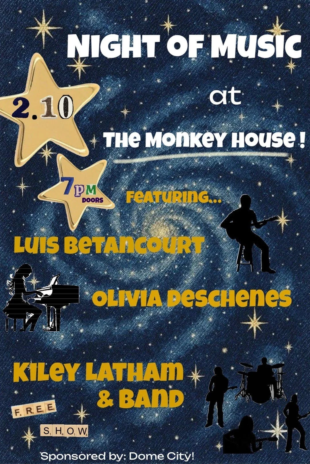 Night of Music! Feat. Luis Betancourt, Olivia Deschenes, and Kiley Latham &amp; Band (sponsored by Dome City)