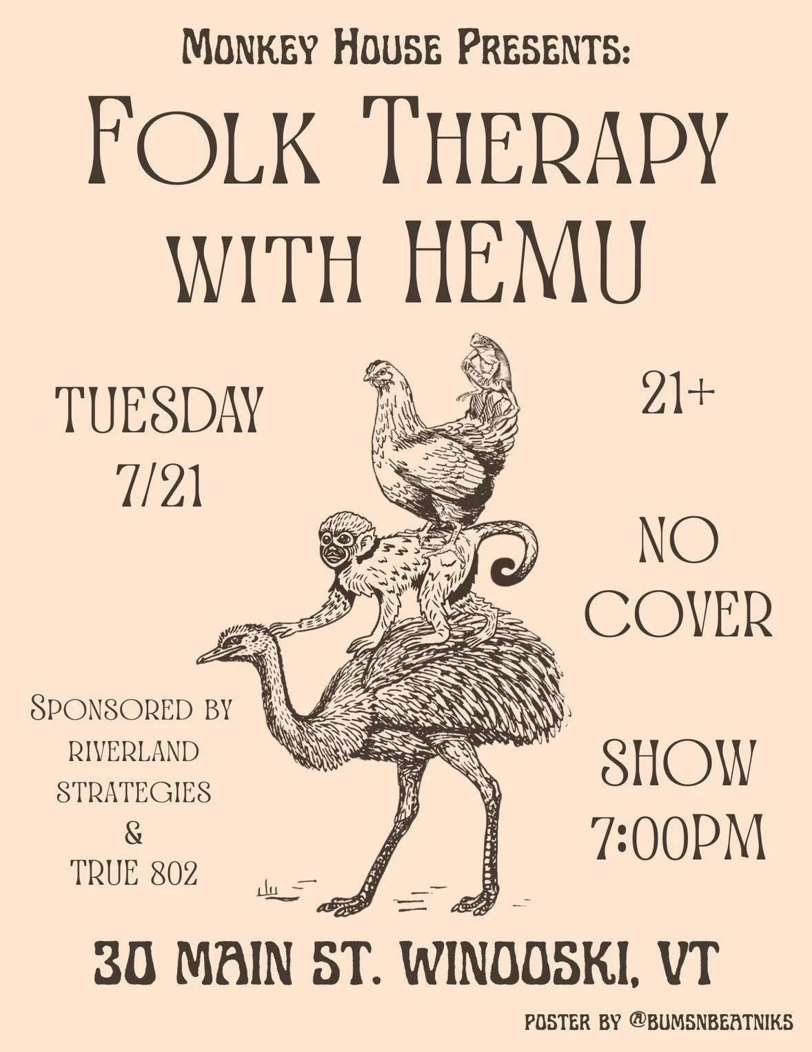 Folk Therapy w/ HEMU (Sponsored by Riverland Strategies and True 802)
