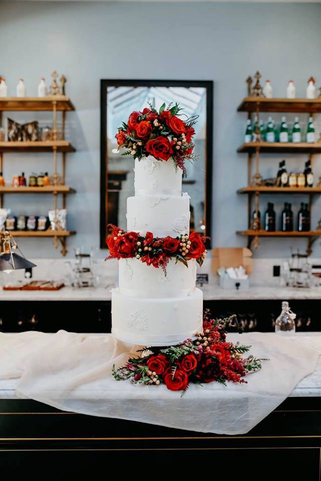 Four Tier Rose Wedding Cake | Utah Wedding Cakes