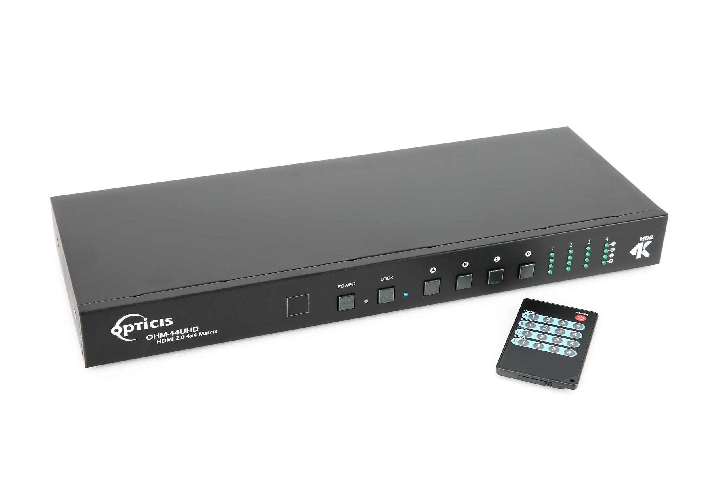 OHM-44UHD; HDMI 2.0 4X4 MATRIX SWITCH