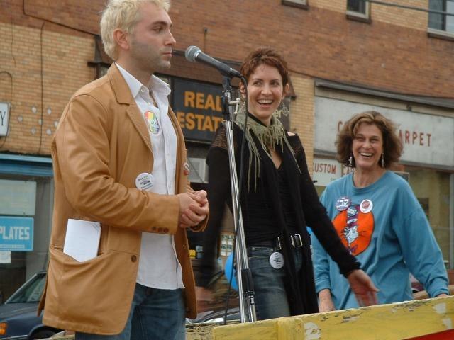 Stumping for John Kerry for President with Michelle Clunie, Pittsburgh, PA Fall 2004