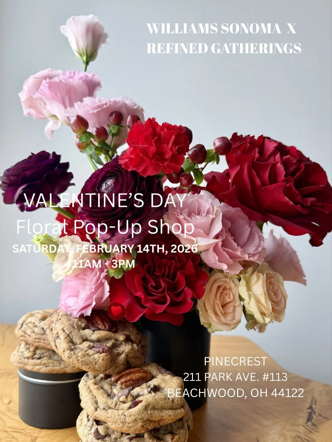 See you on Valentine&rsquo;s Day @williamssonoma @discover_pinecrest 

11AM - 3PM
You can still pre-order The Bourbon Floral Collection
- Floral Arrangement @refinedgatherings 
- Half Dozen Gourmet Bourbon Cookies @gurleycakes 
- Aged Bourbon &amp; B