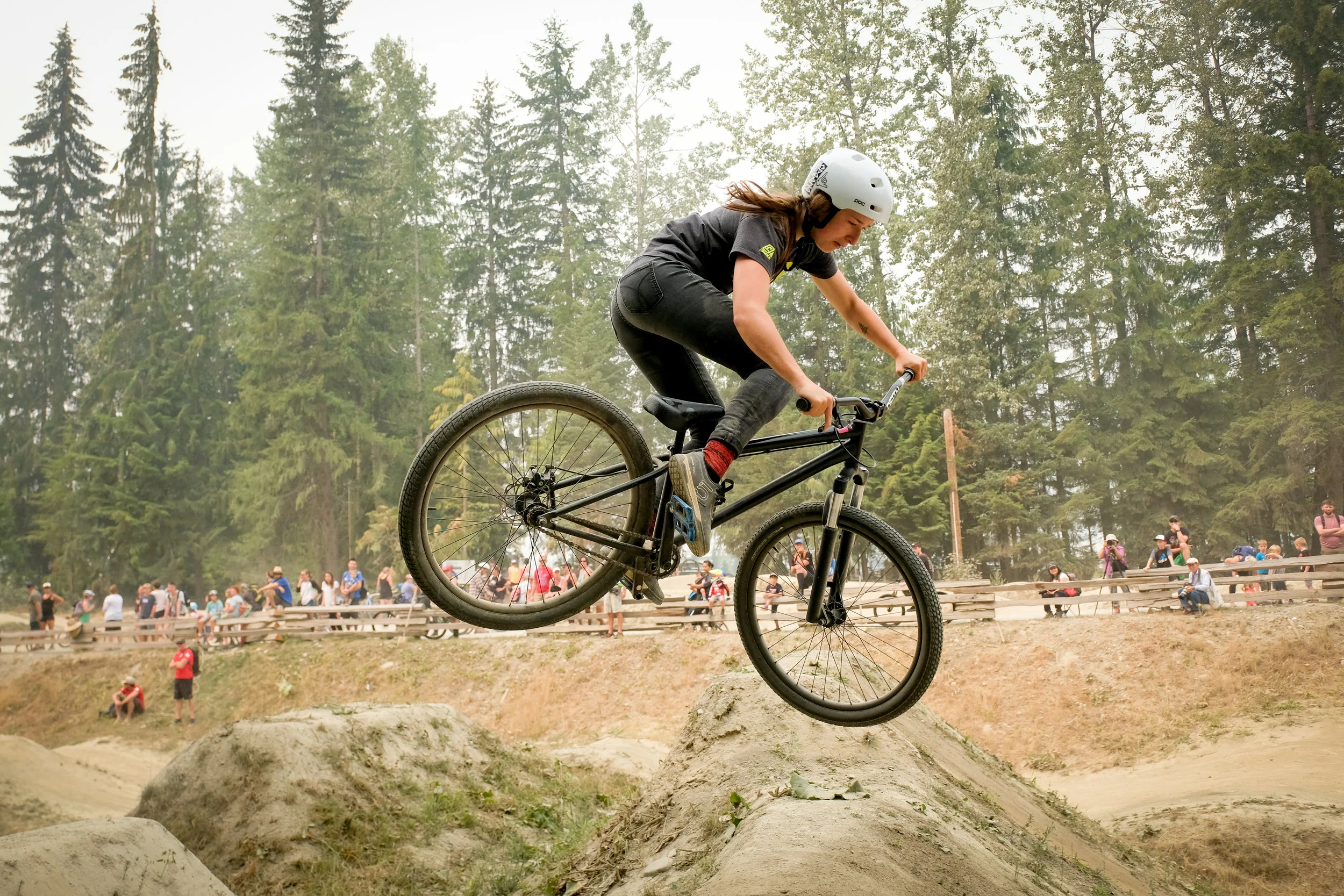 Kyleigh Stewart warming up during Crankworx last summer. Photo credit Ryan Robinson