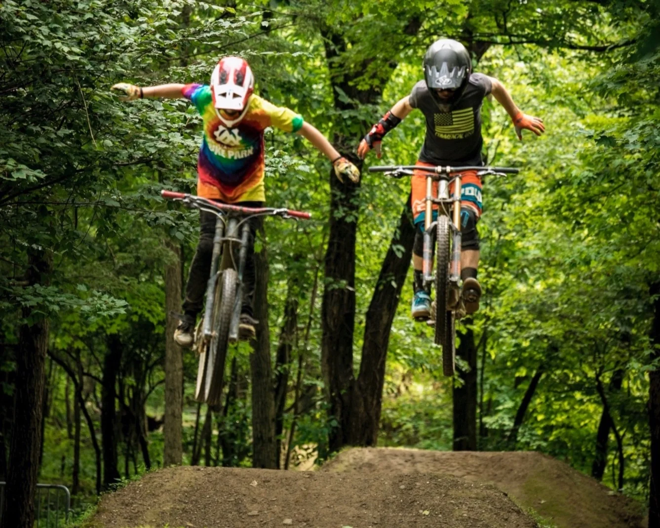 Ming and Sean O’Donell’s timing is on point to get this double suicide no hander!! Location: Mountain Creek Photographer: Mike Finacchiaro