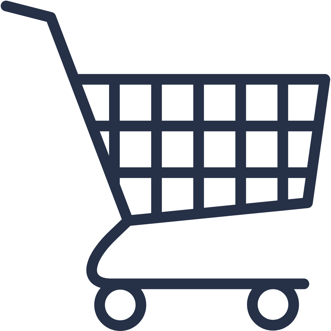 Black and blue shopping cart icon.