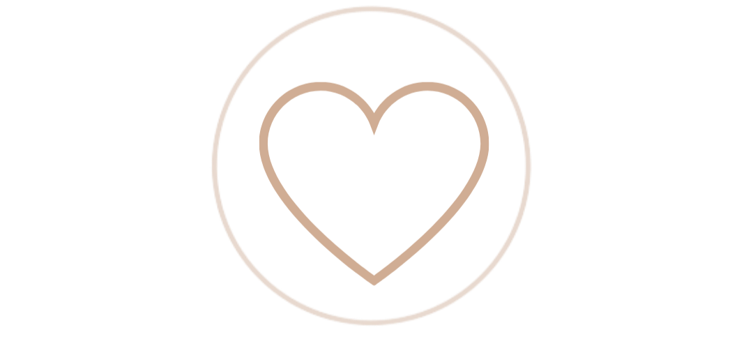 Minimalist line art of a heart inside a circle, with a black background