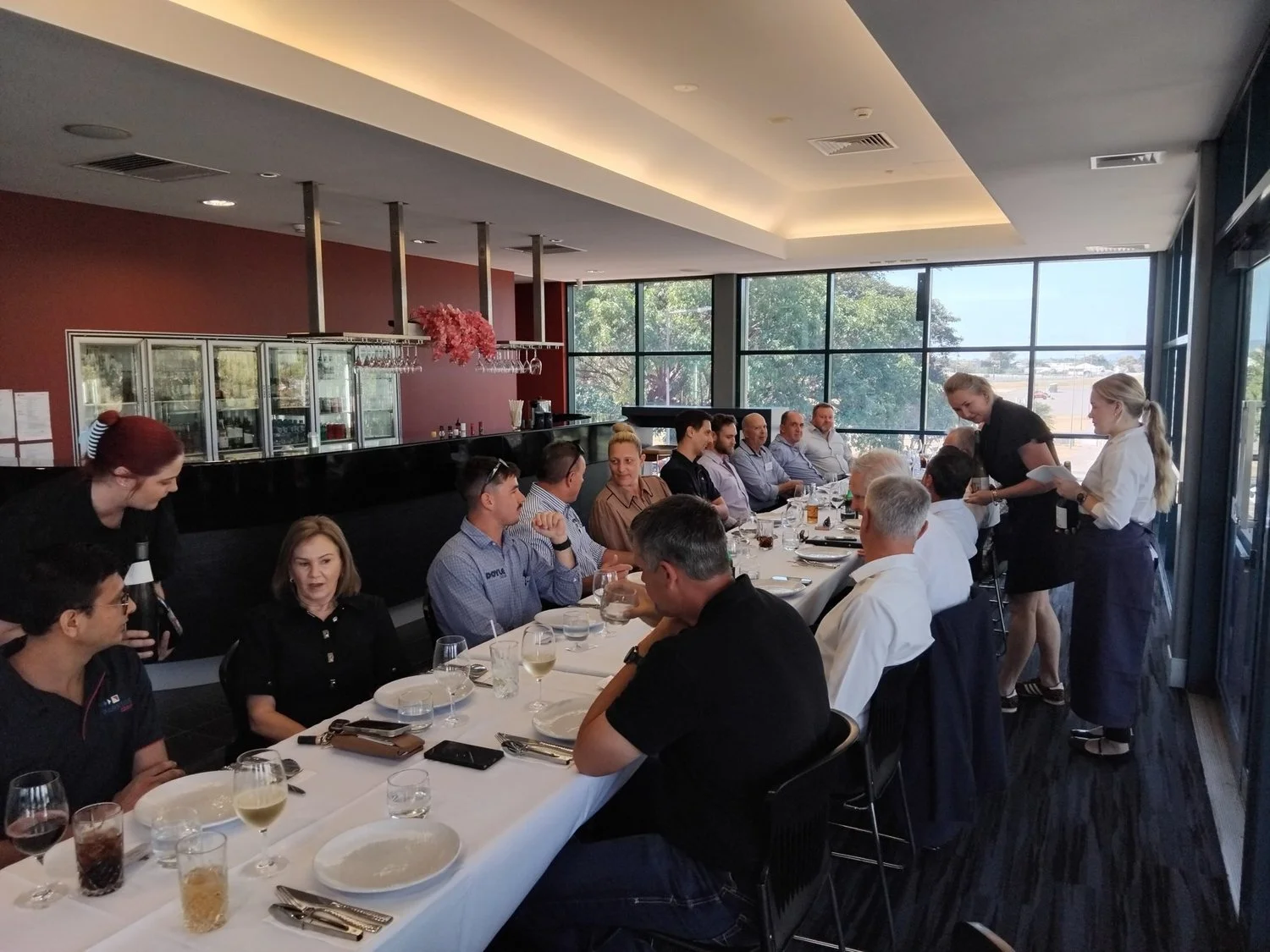 WRG guests at a share-table lunch in the Balcony Bar, Townsville Civic Theatre