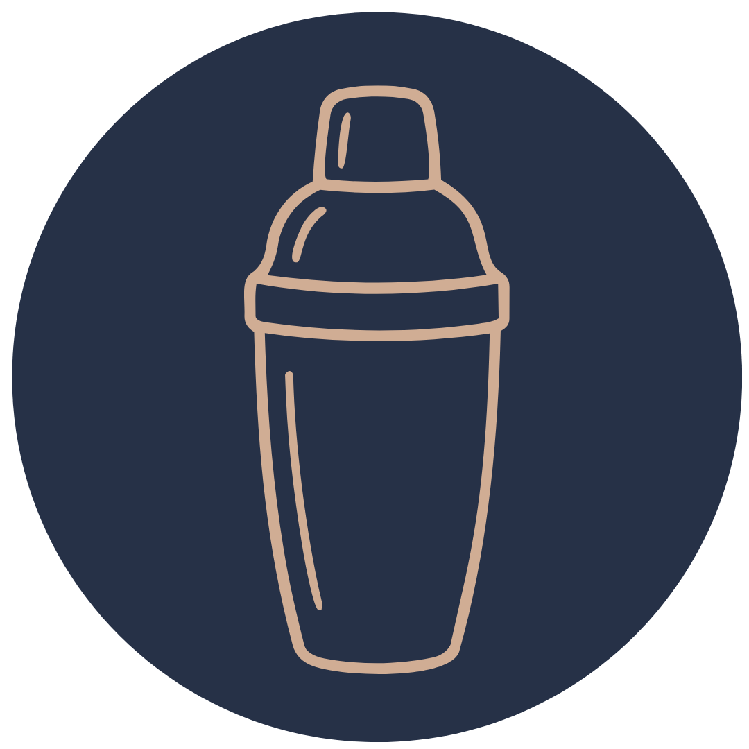 Line drawing of a cocktail shaker.