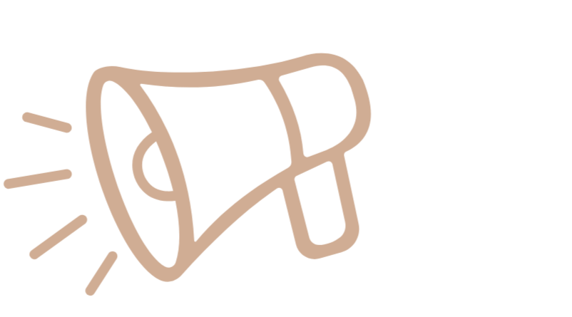 A simple line drawing of a megaphone with sound lines indicating noise or announcement.