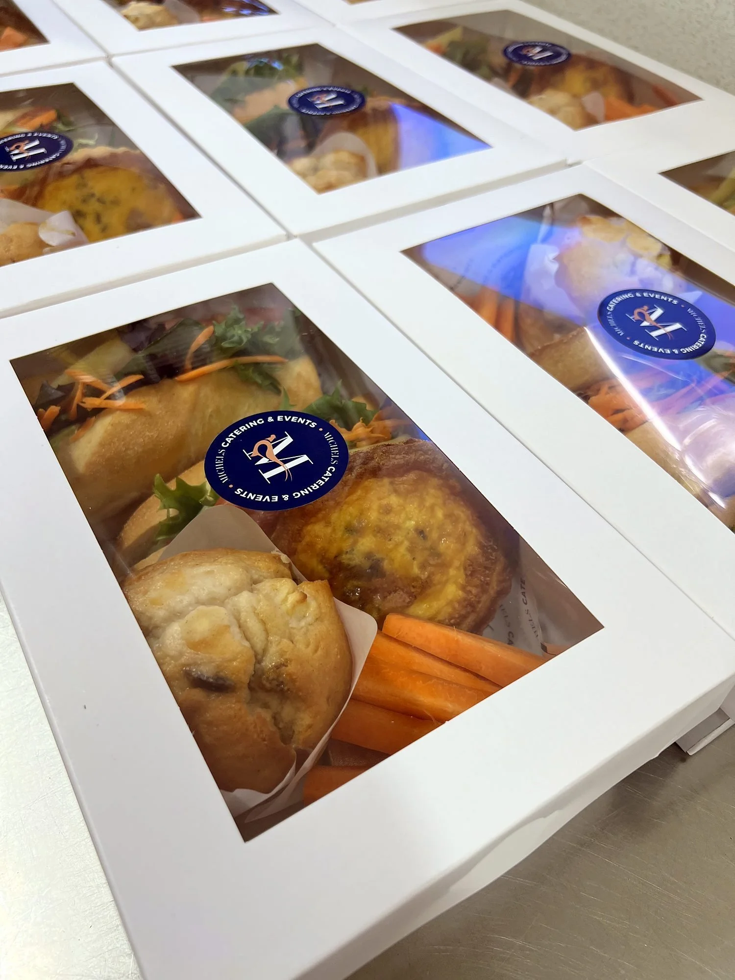 Michels branded meal boxes packed for delivery