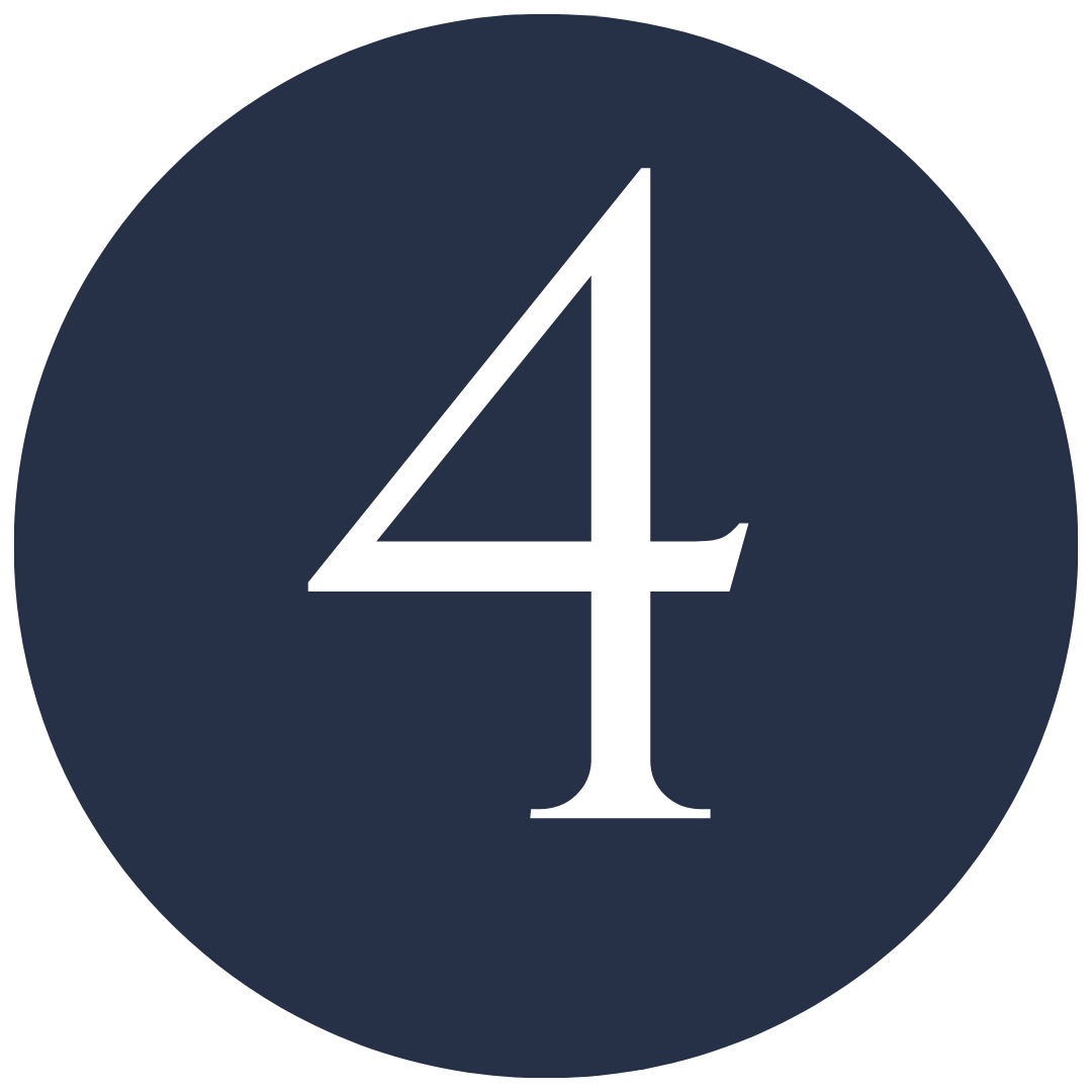 A navy blue circle with the number 4 in white centered.