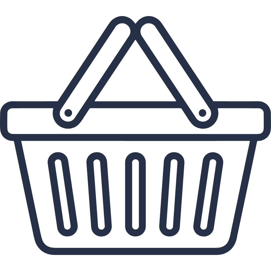 Outline of a shopping basket with a handle.