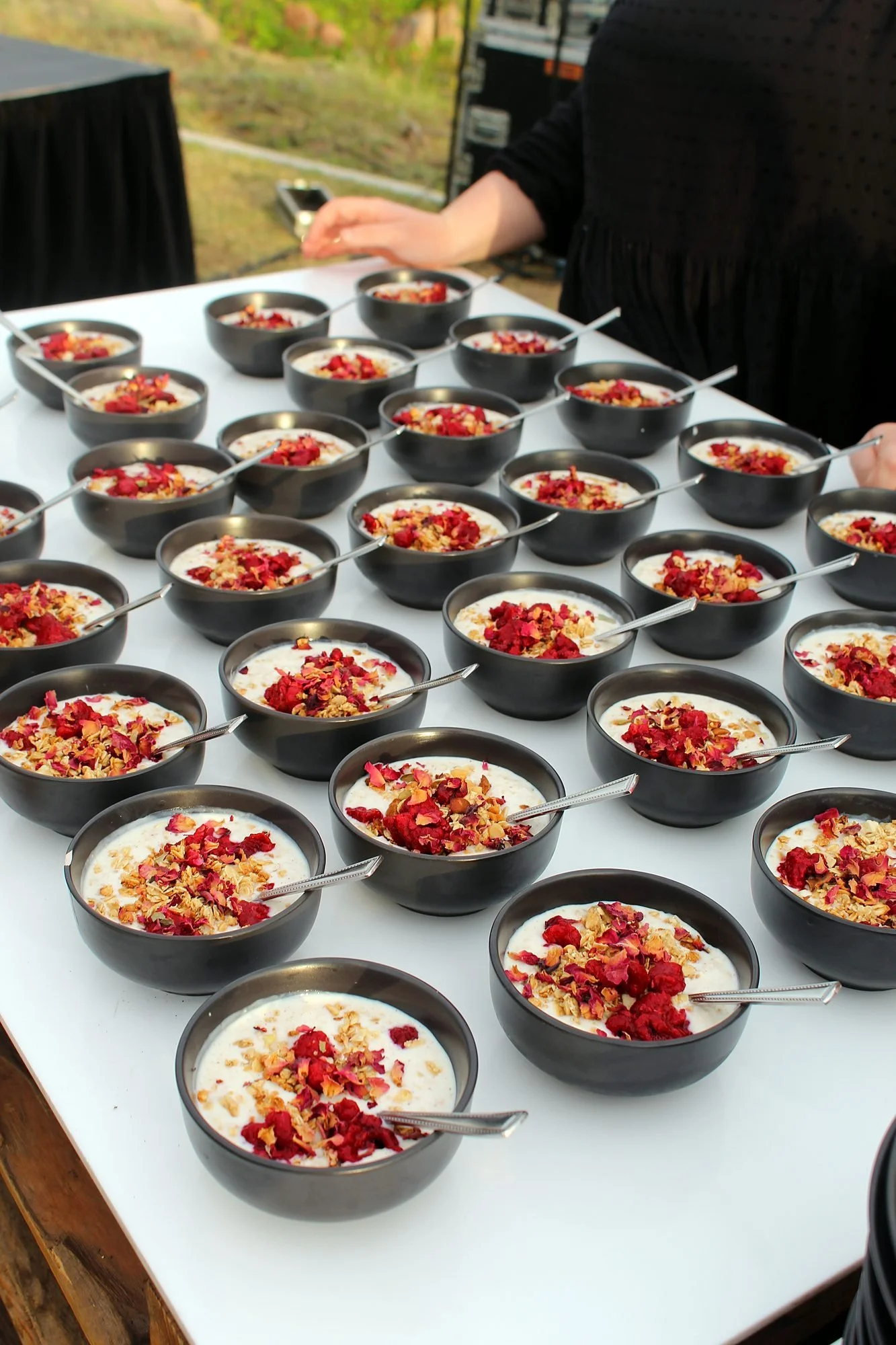 Bircher muesli cups for a delegate breakfast