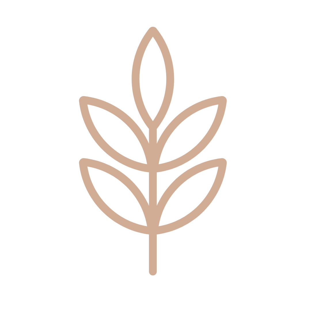 Minimalist outline of a plant with seven leaves on a black background.