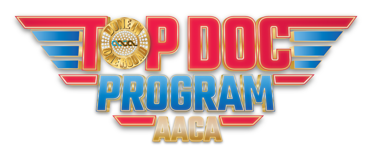 AACA Top Doc Logo with pilot wings in red, blue and gold