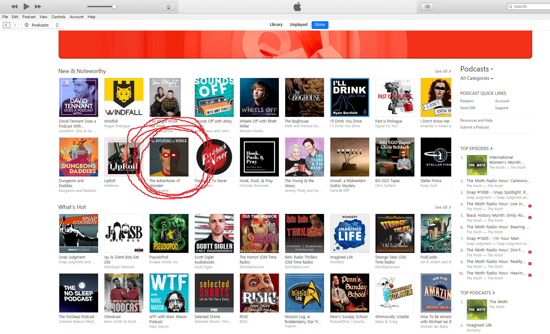 Podcasts -> Arts -> Performing Arts