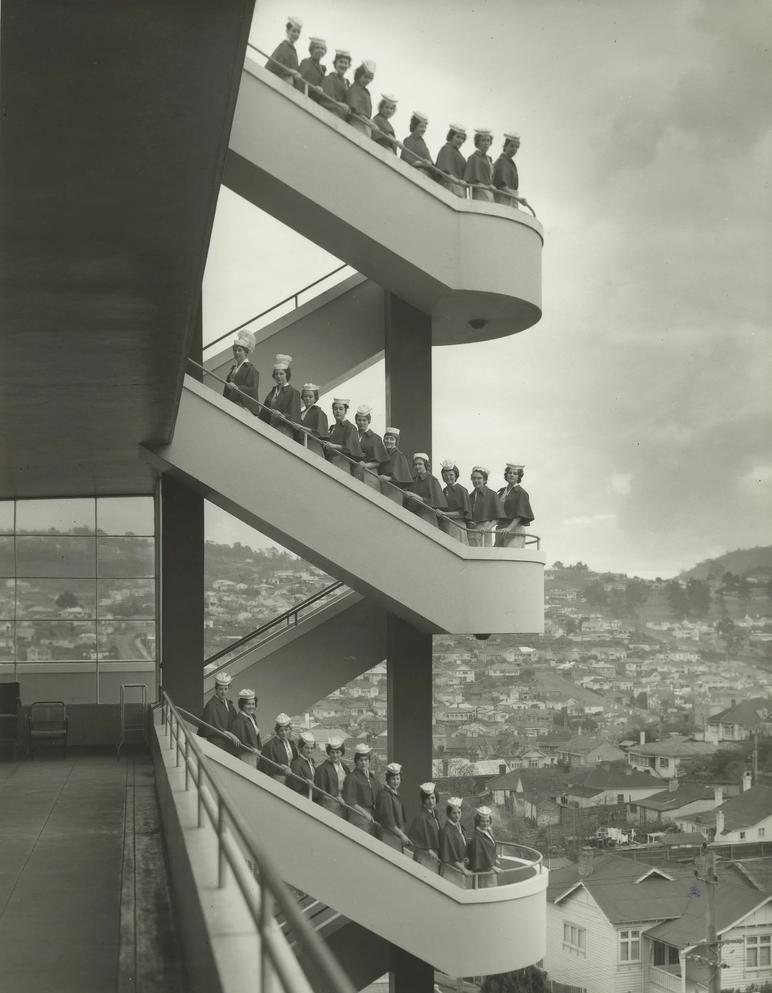 One of my favourite archive photographs of the old hospital staircase captured in the 1960s. A powerful composition through use of geometry and subject. Tasmanian Archive and Heritage Office: From the AB641 series