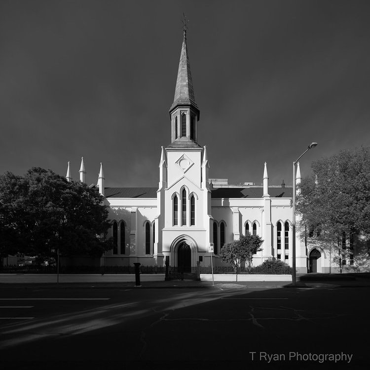 Light and shadow dance over St Andrew&rsquo;s Presbyterian Church (1849). AmaZing to think of all the buildings that have come after this church since it was built, a colonial/Georgian streetscape would have existed at its construction, before it was