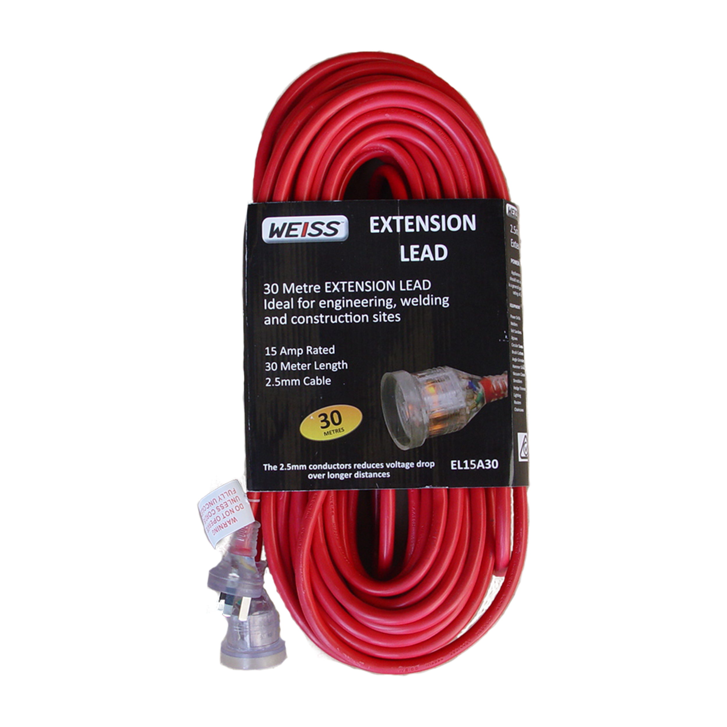 15 Amp Extension Lead - 30m Length 2.5mm2 Core - EL15A30